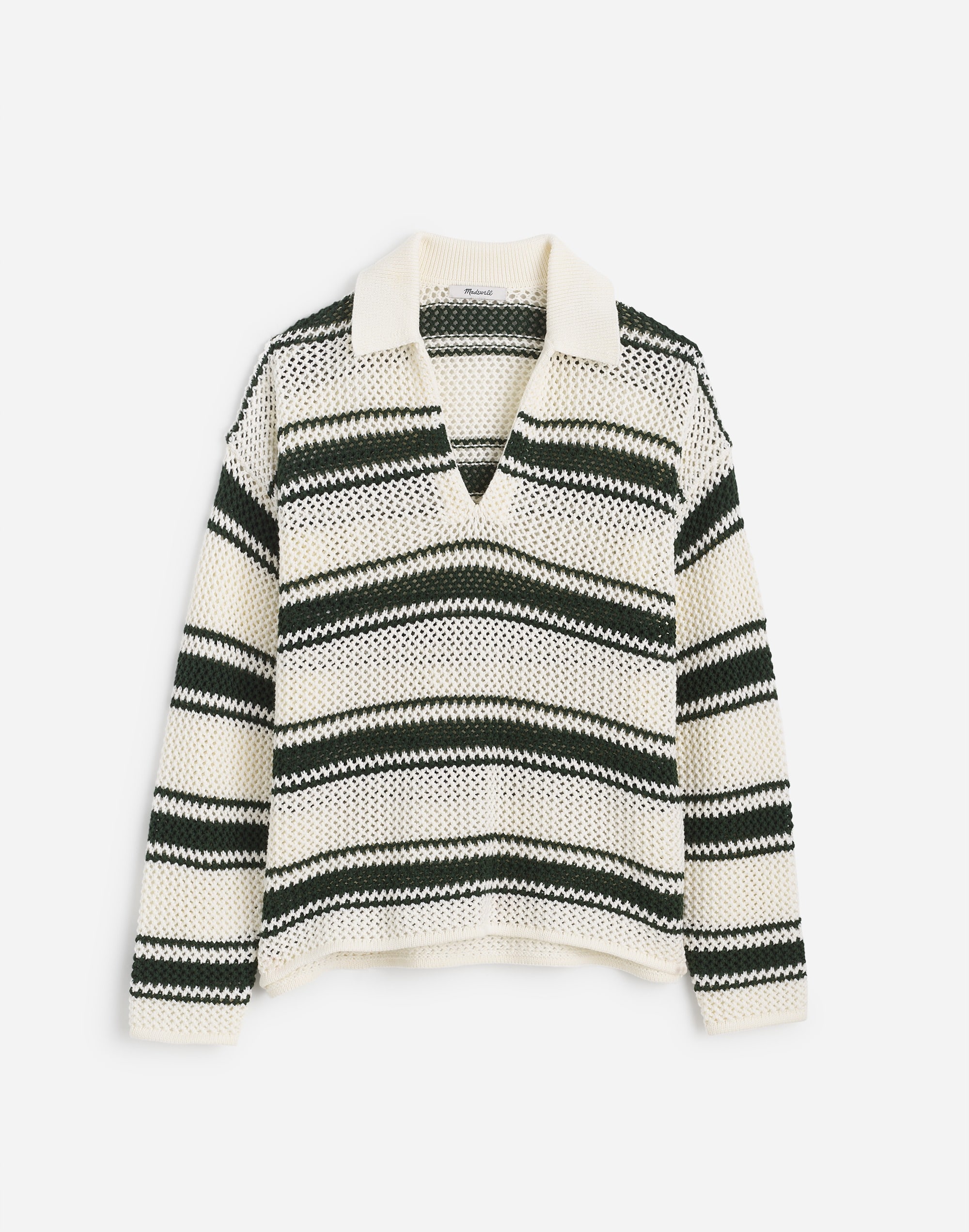 Open-Stitch Johnny Collar Sweater