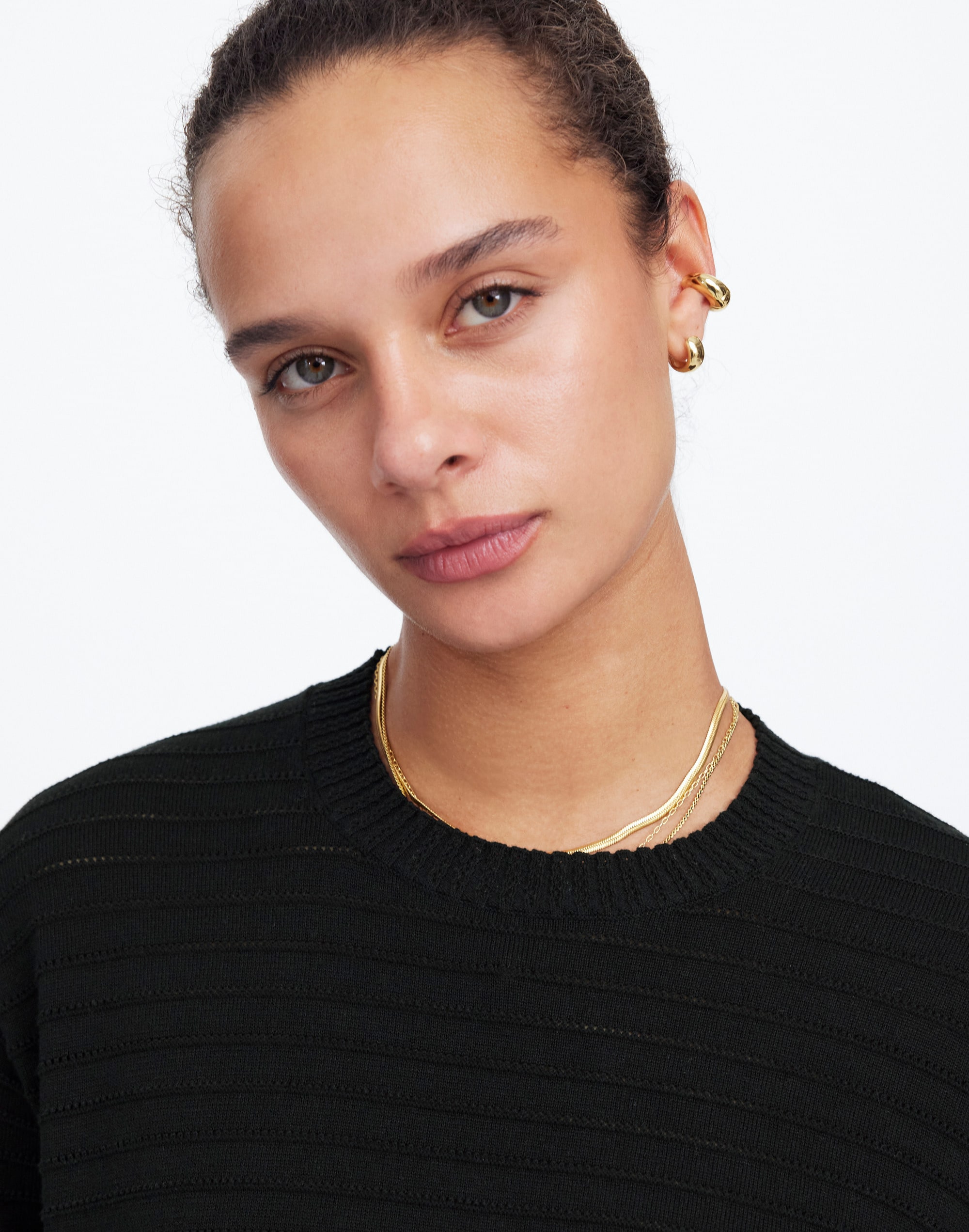 Textural-Stitch Cotton Sweater