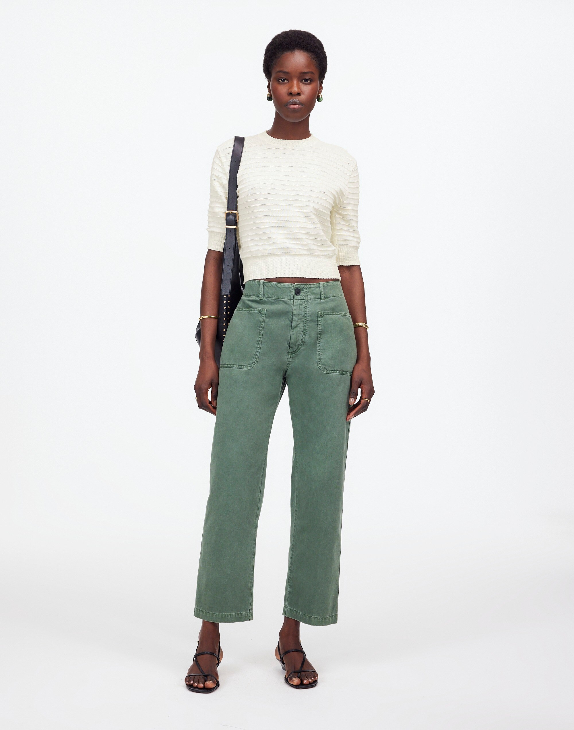 Textural-Stitch Cotton Sweater