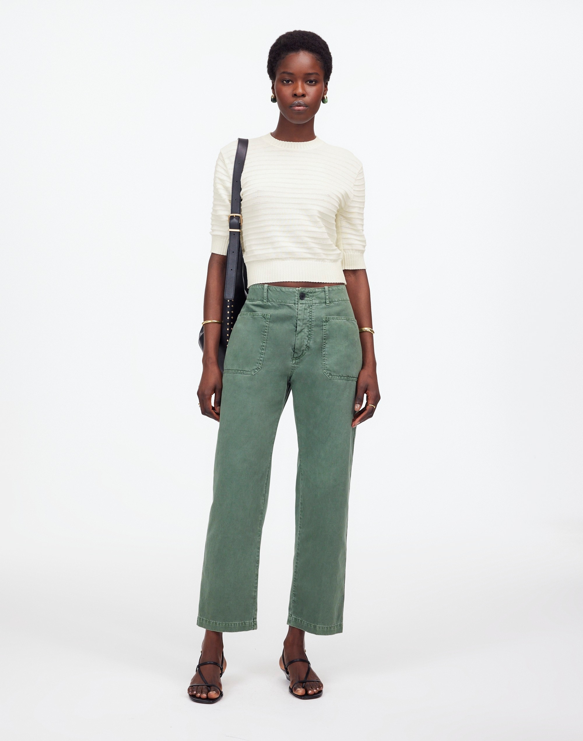 Textural-Stitch Cotton Sweater