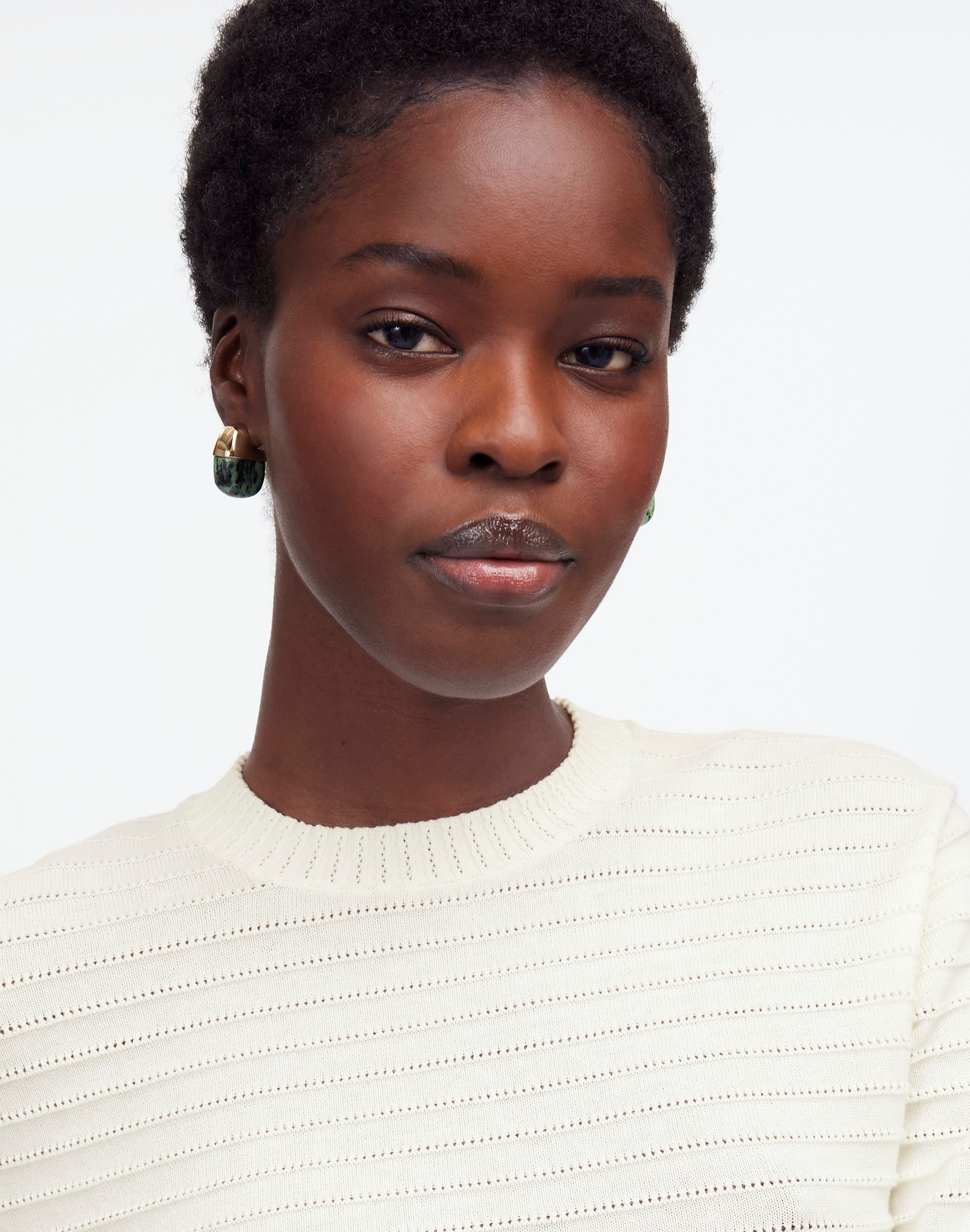 Textural-Stitch Cotton Sweater