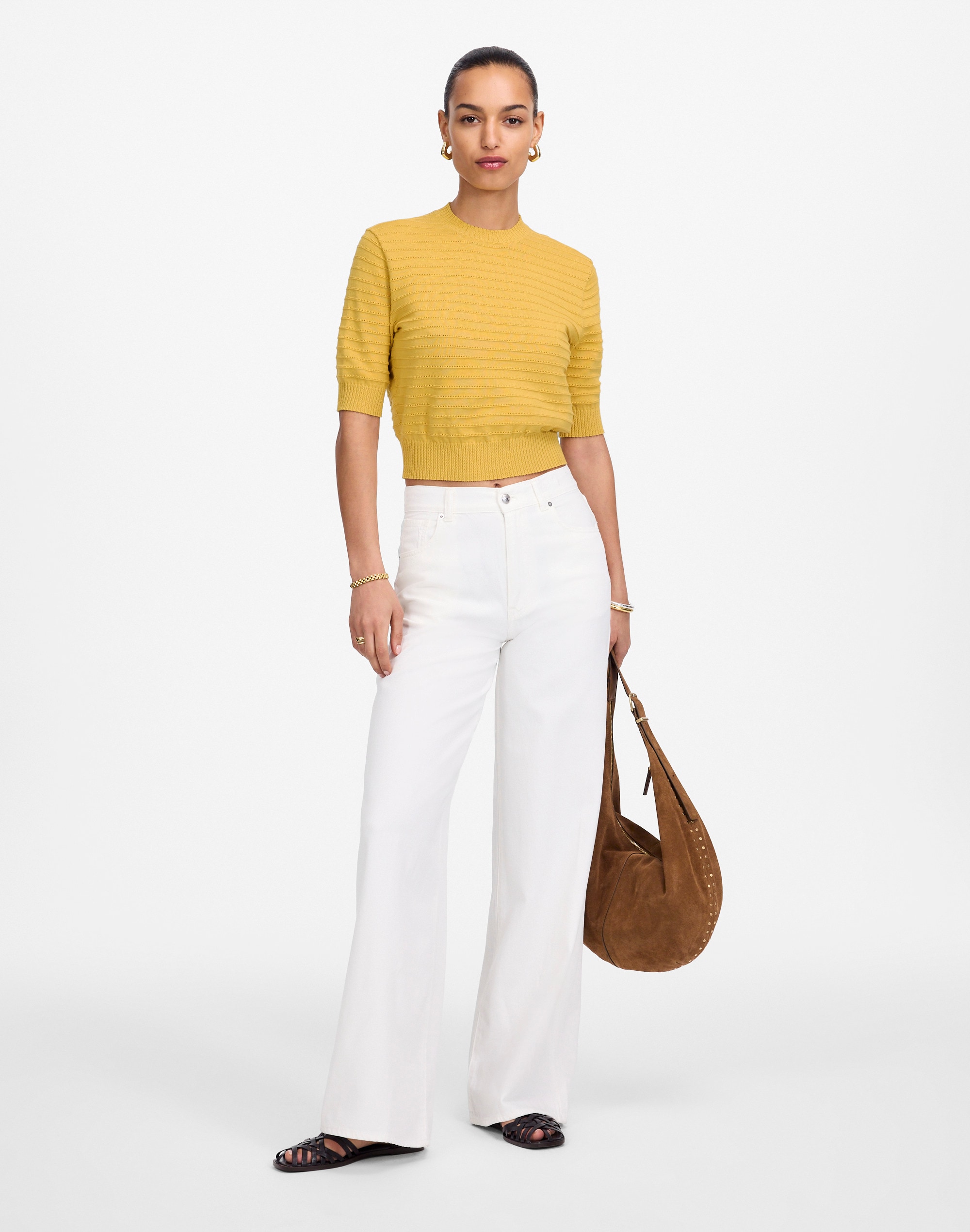 Textural-Stitch Cotton Sweater