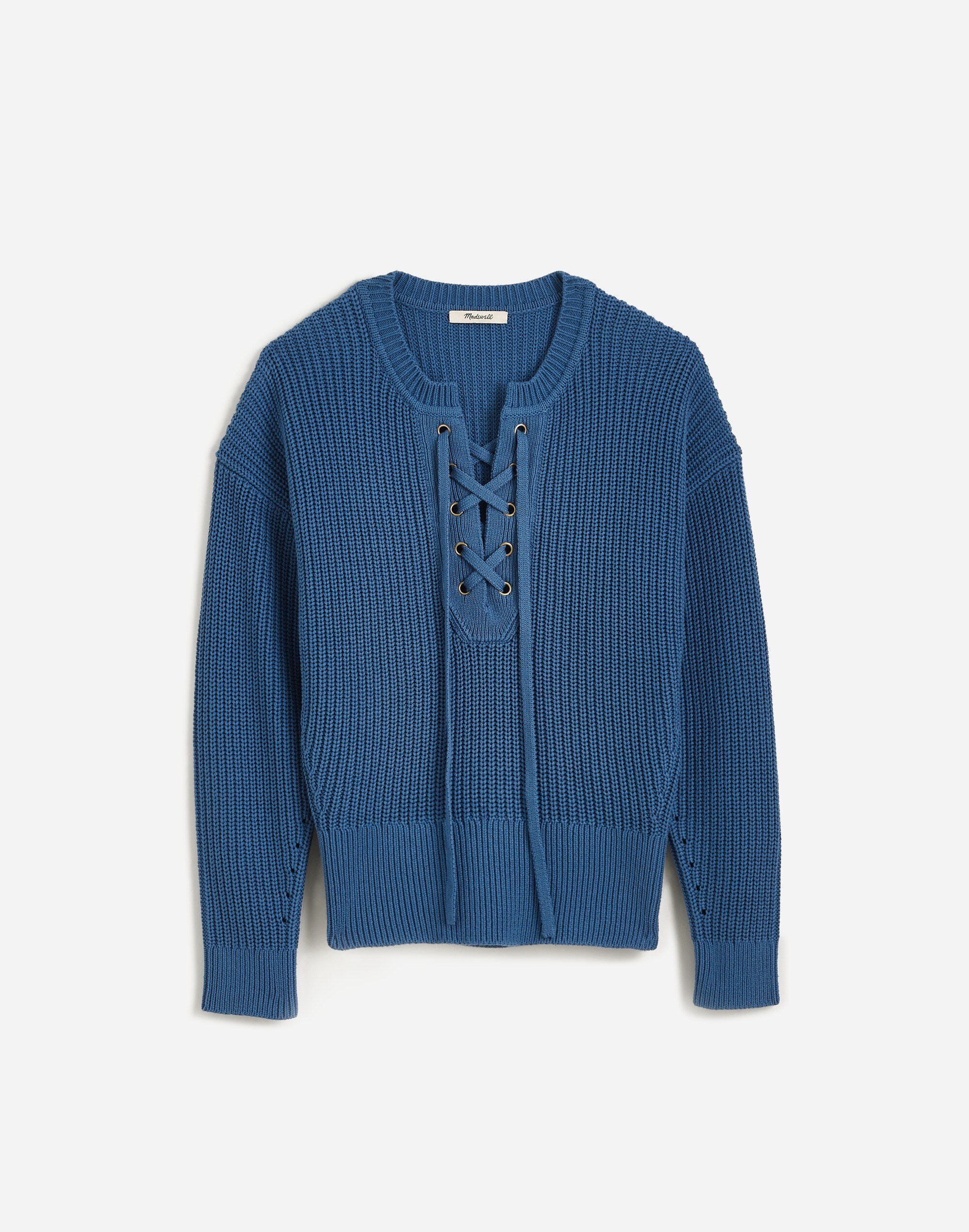 Ribbed Lace-Up Sweater