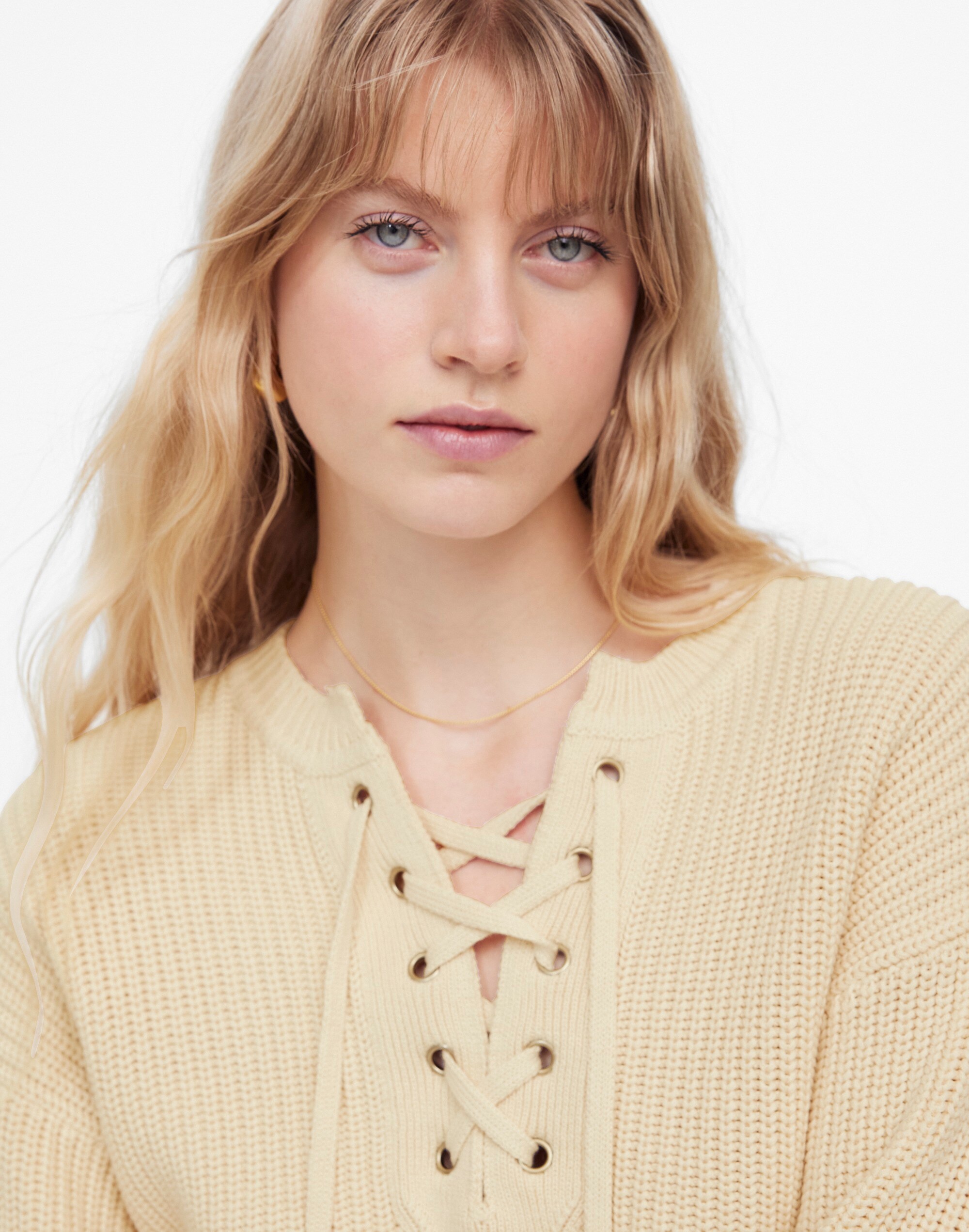 ribbed lace-up sweater