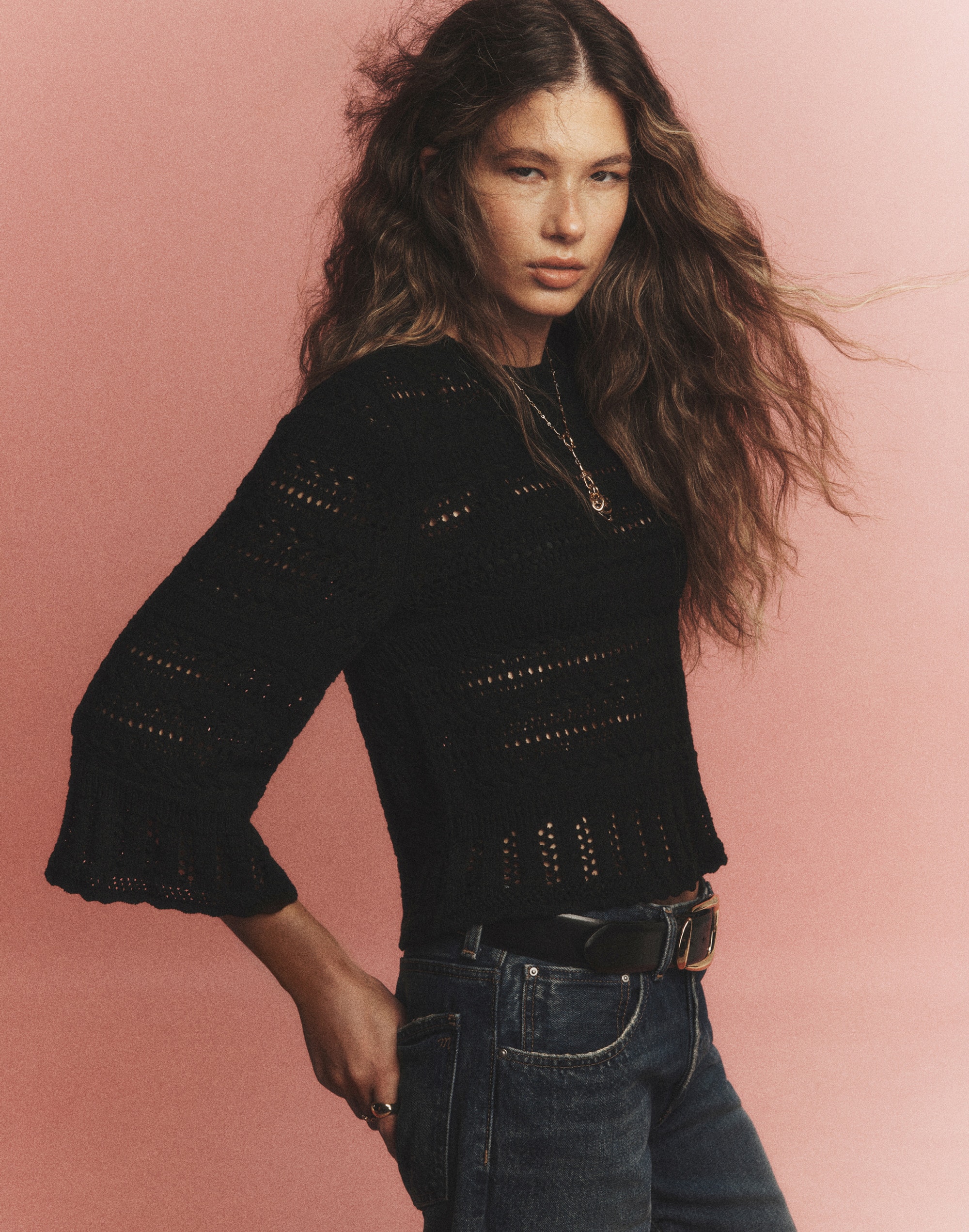 Scalloped-Trim Sweater Tee