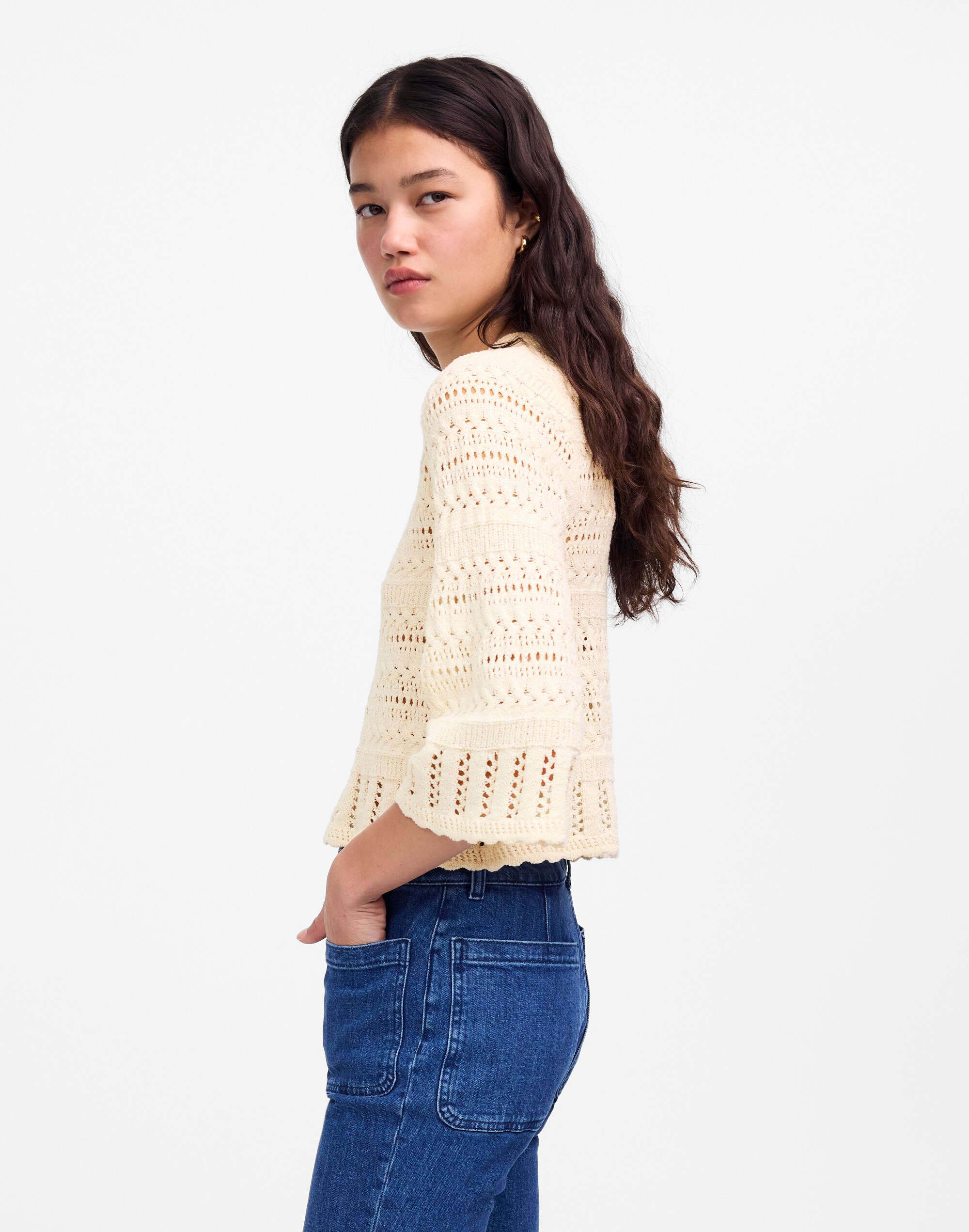 Scalloped-Trim Sweater Tee