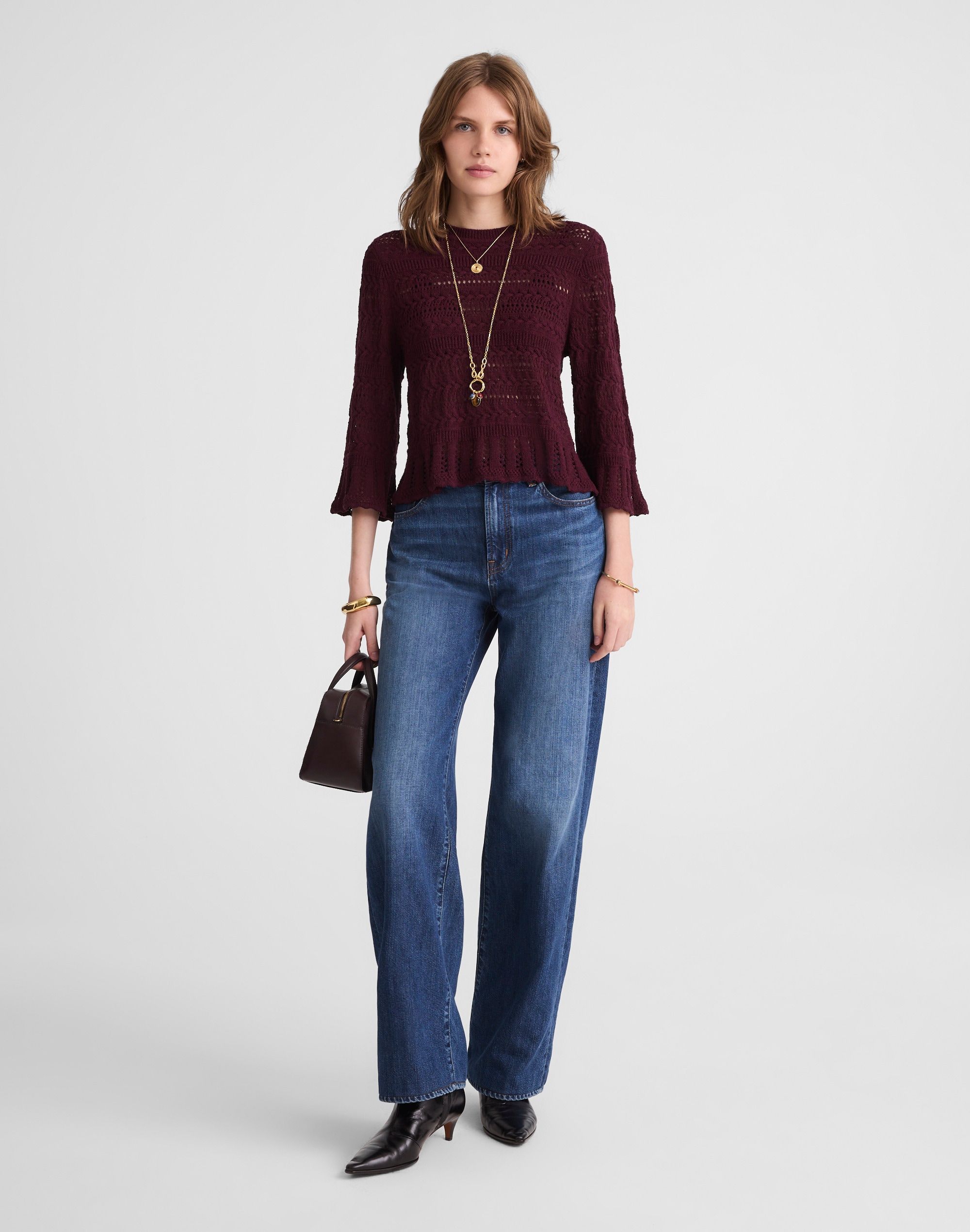 Scalloped-Trim Sweater Tee