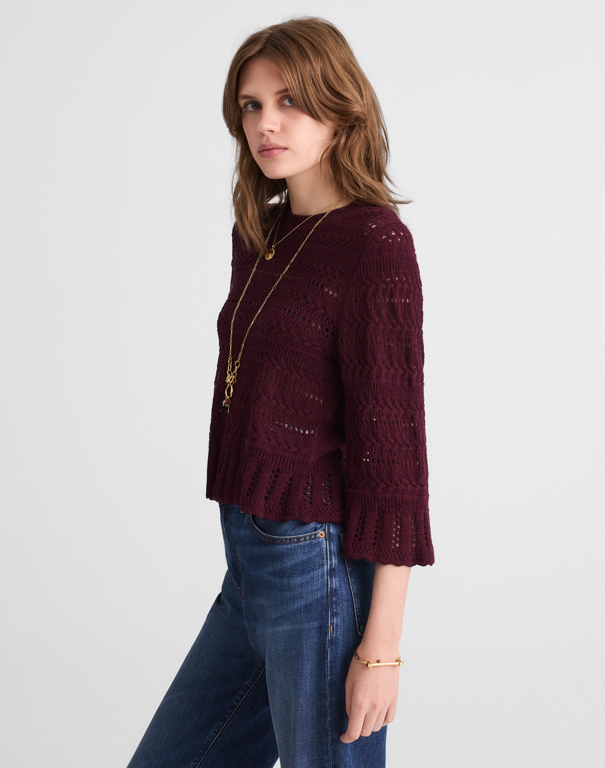 Scalloped-Trim Sweater Tee