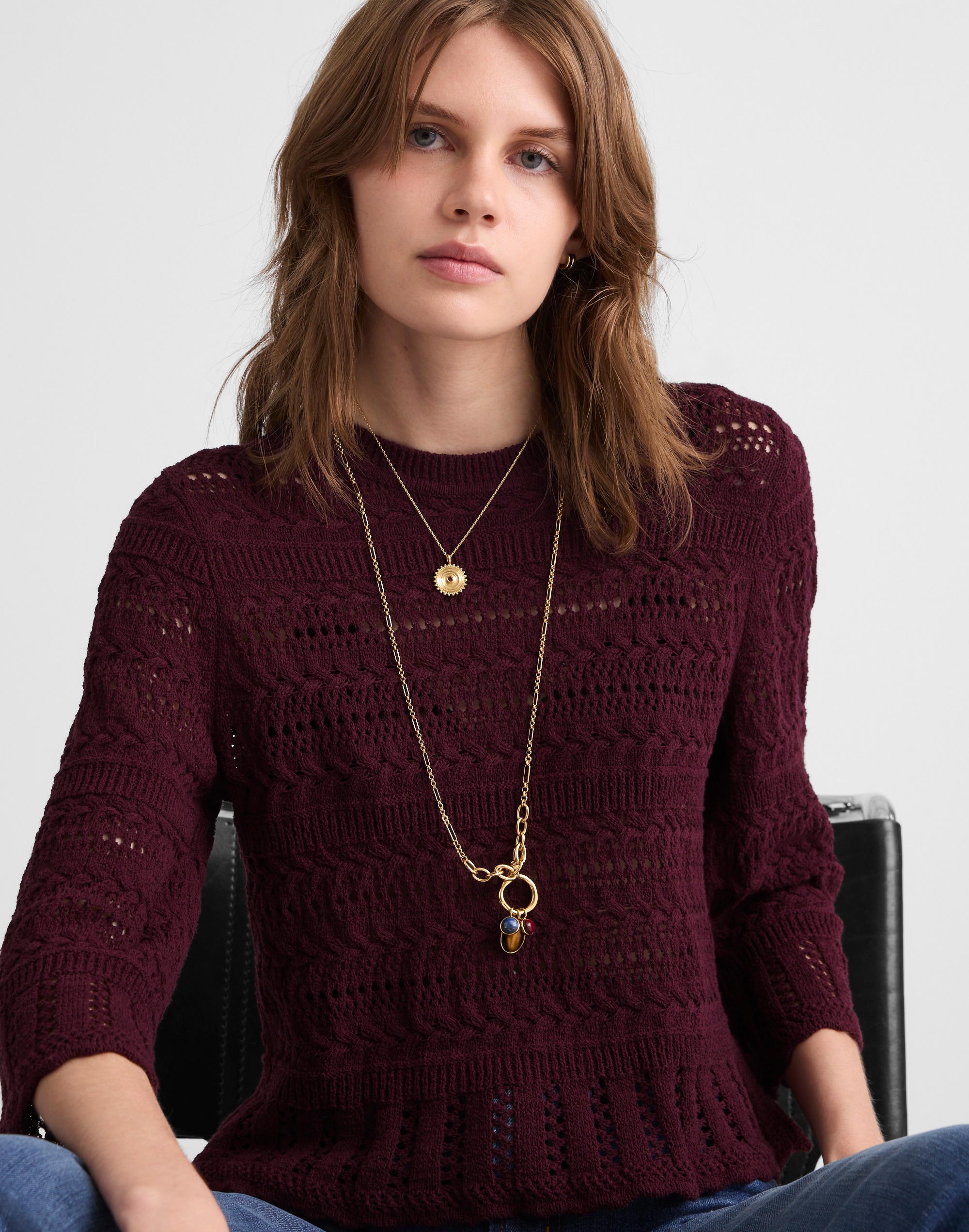 Scalloped-Trim Sweater Tee