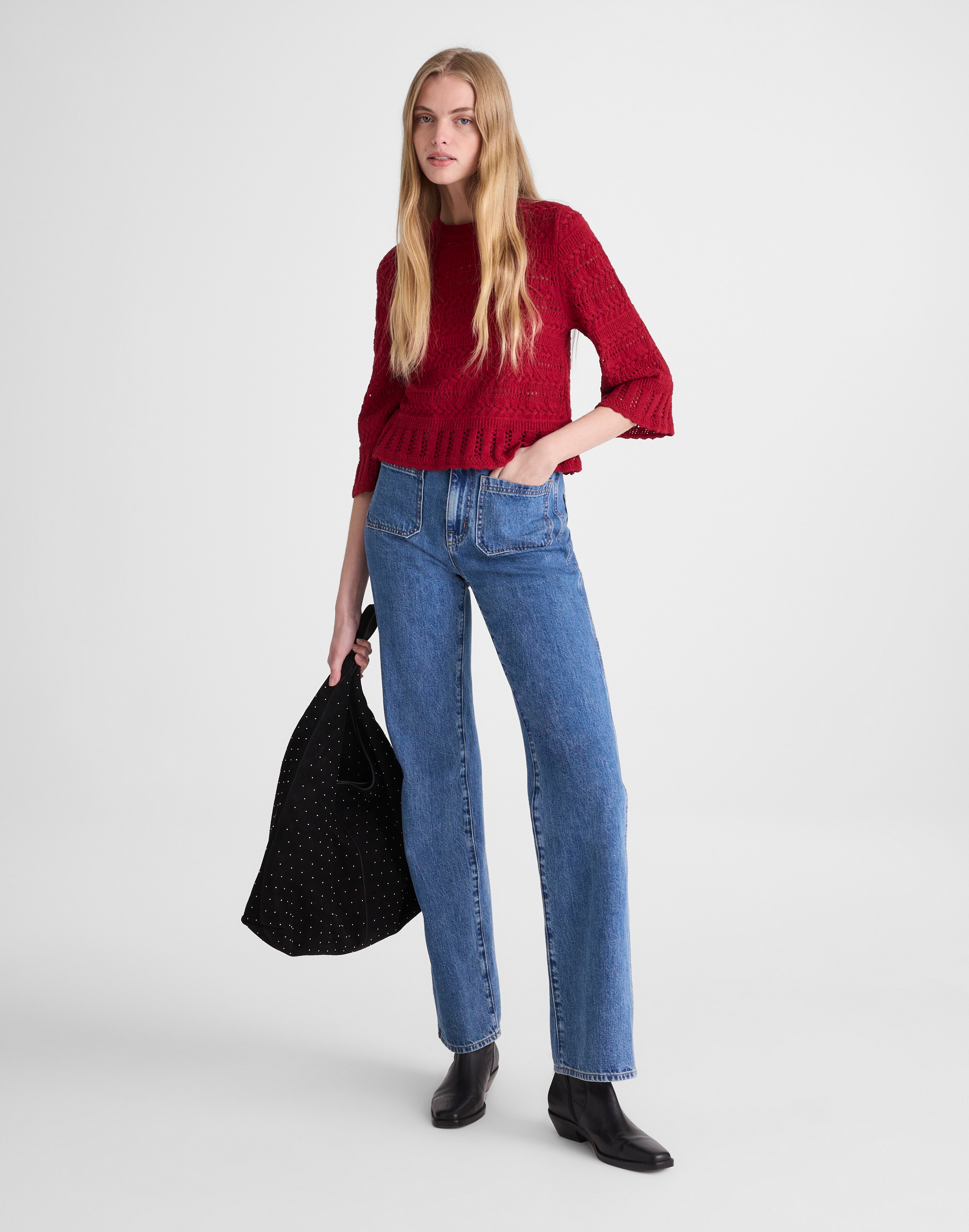 Scalloped-Trim Sweater Tee