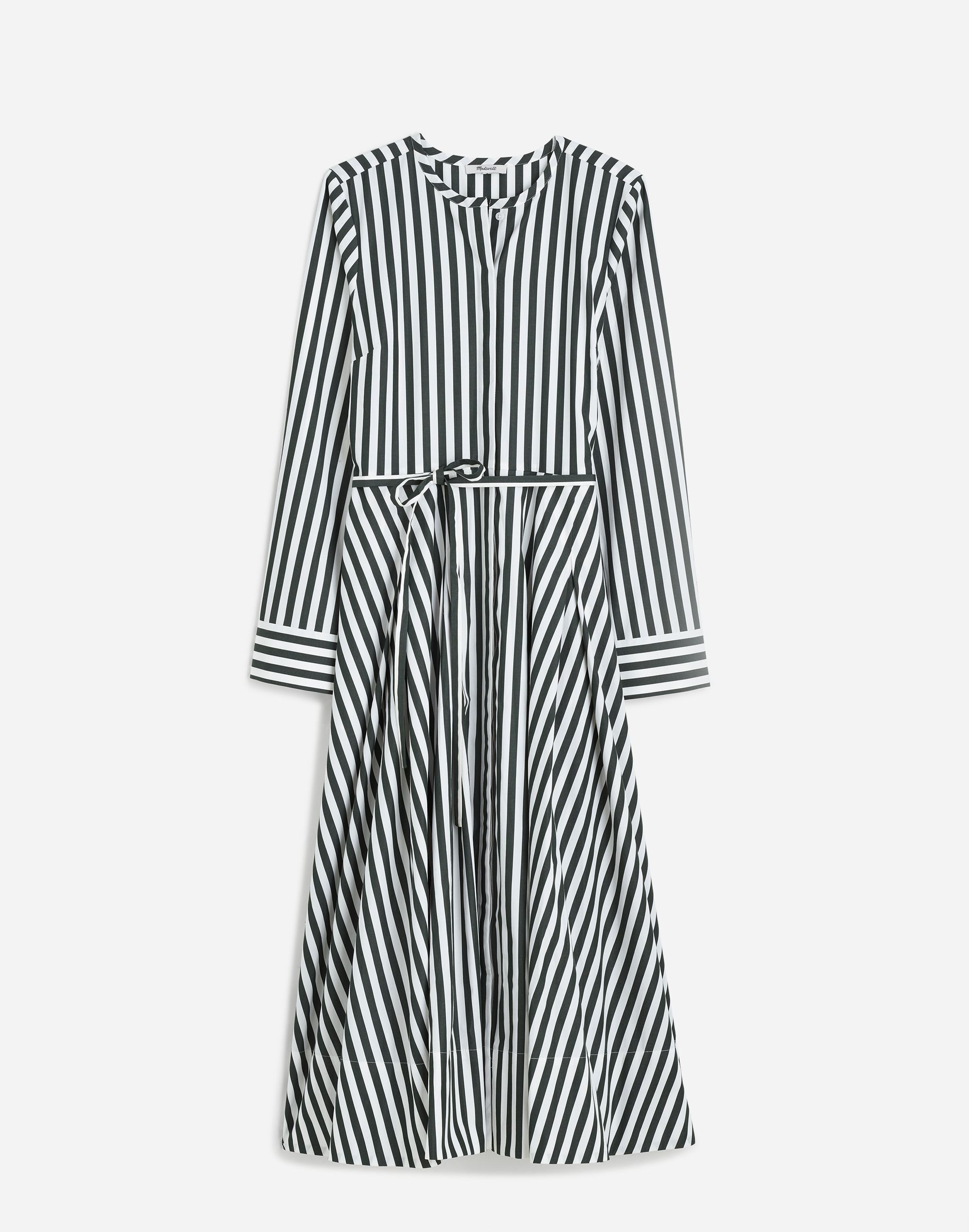 Tie-Waist Midi Shirtdress in Stripe