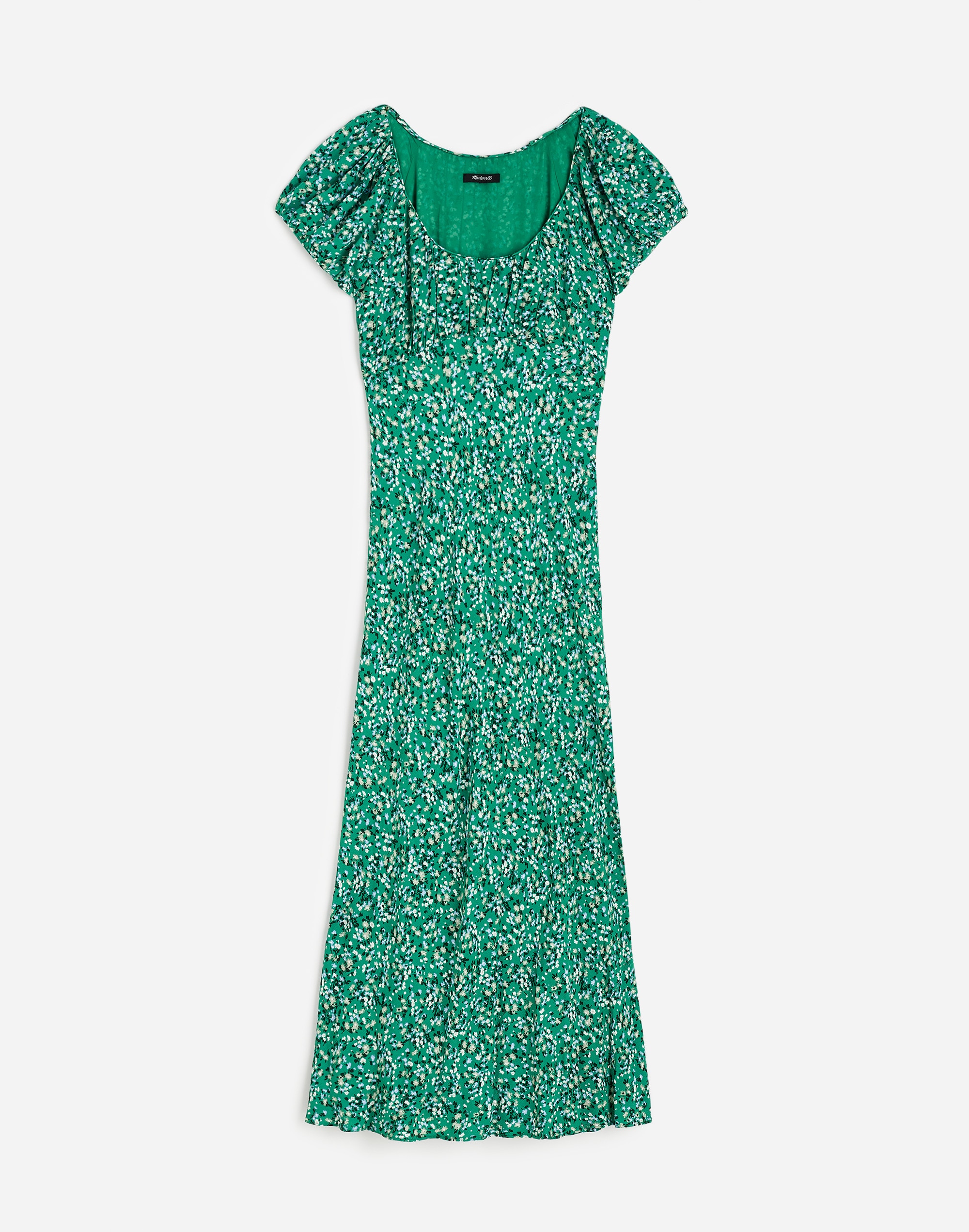Ruched Scoopneck Midi Dress in Floral