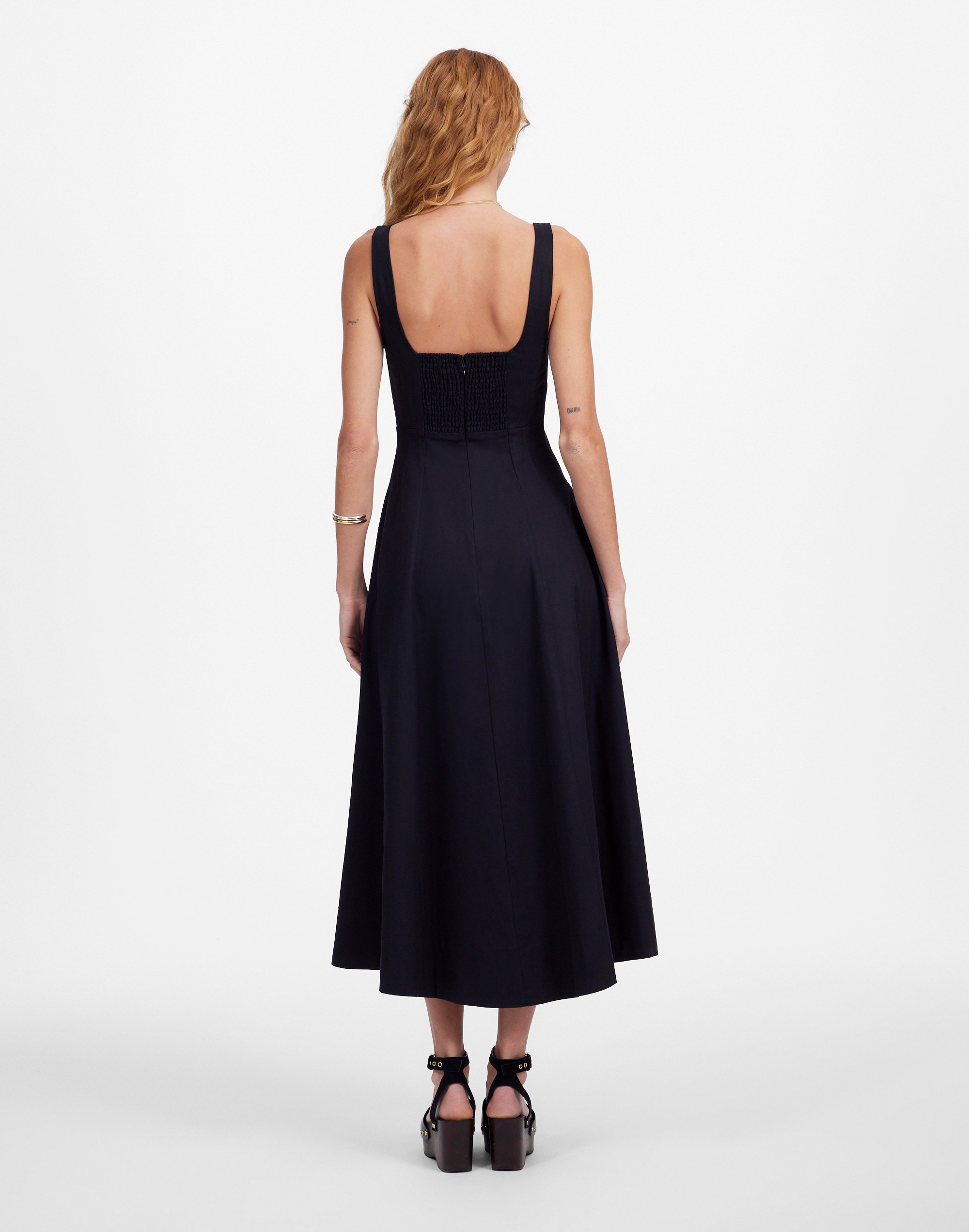 Seamed Squareneck Midi Dress