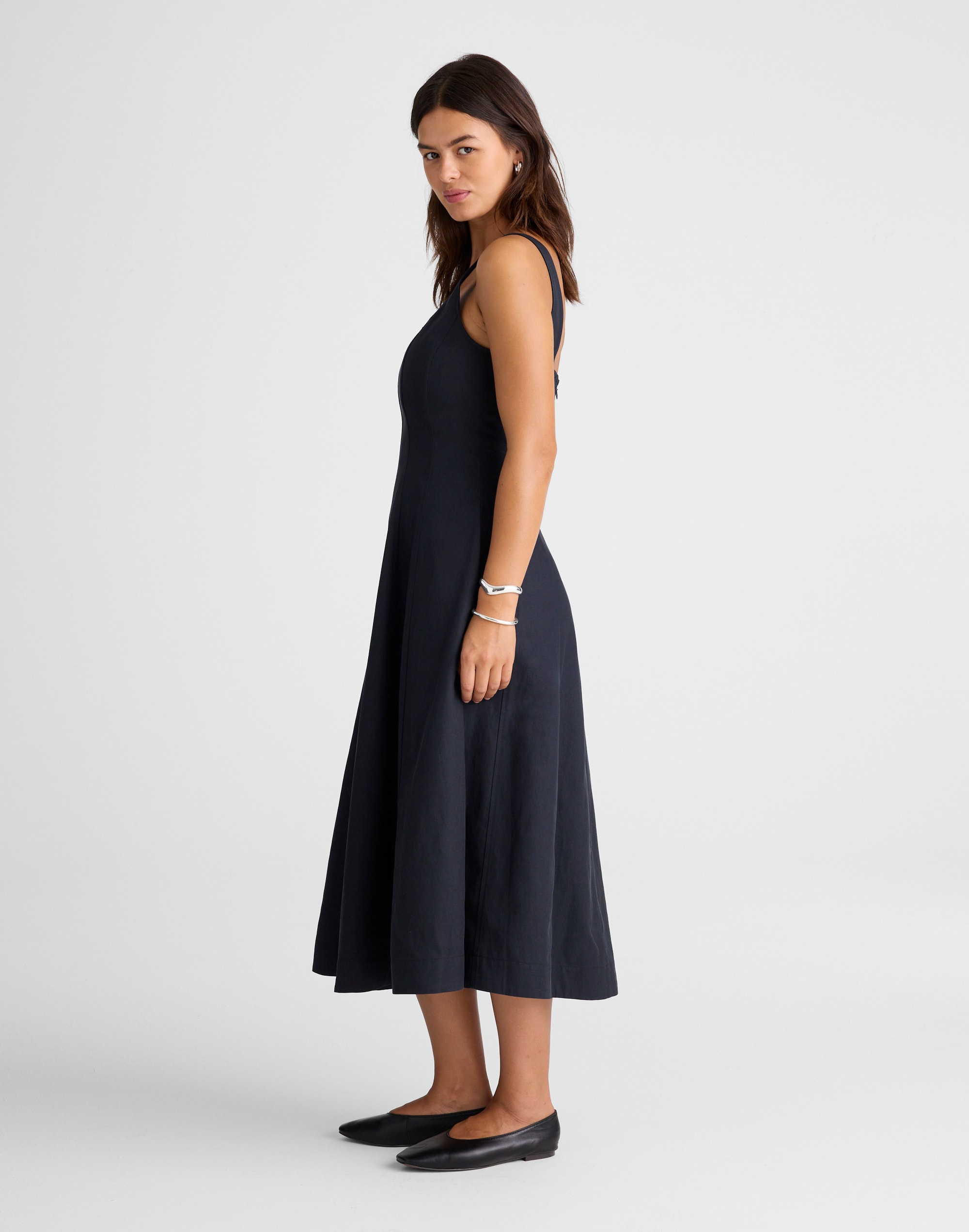 Seamed Squareneck Midi Dress