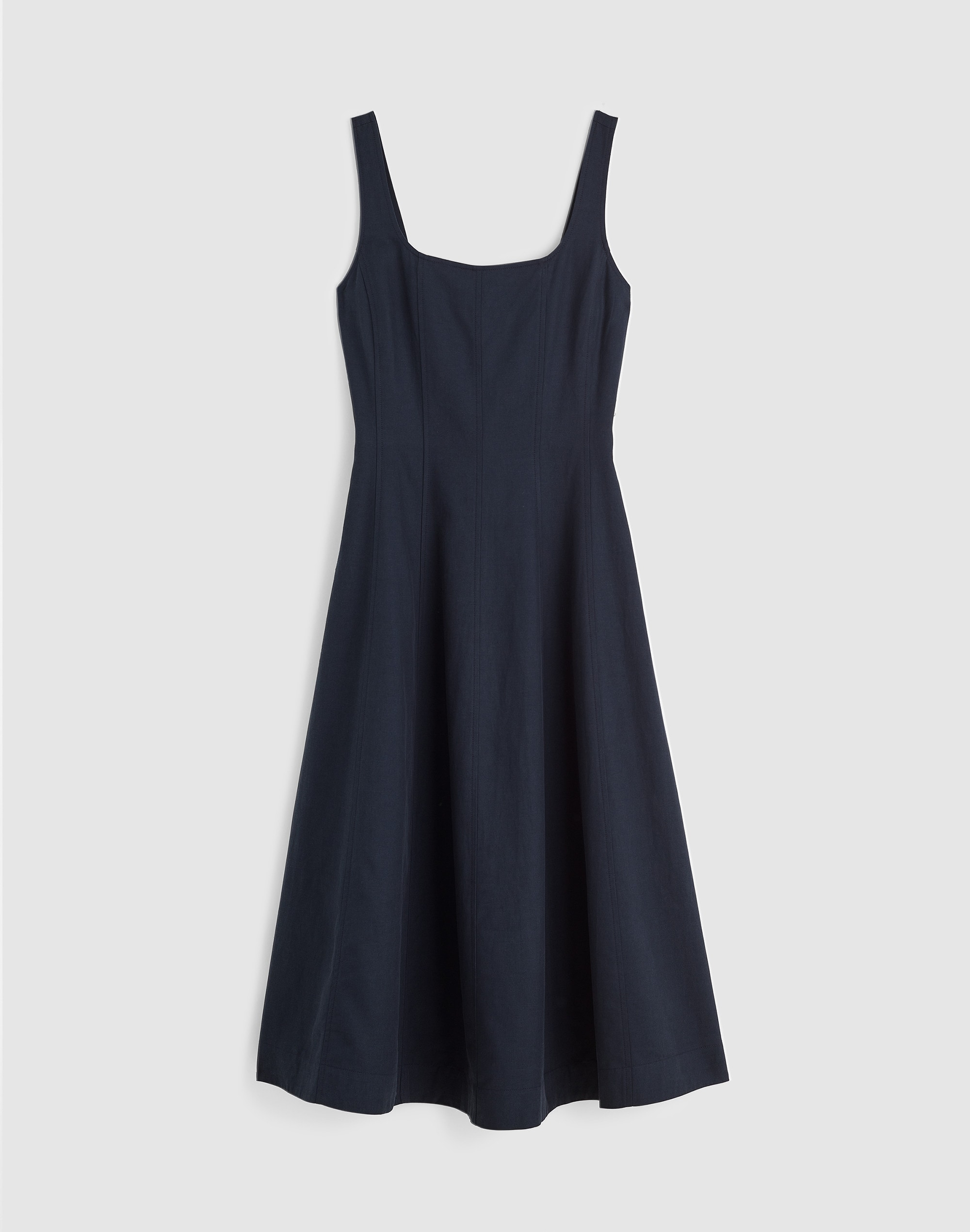 Seamed Squareneck Midi Dress