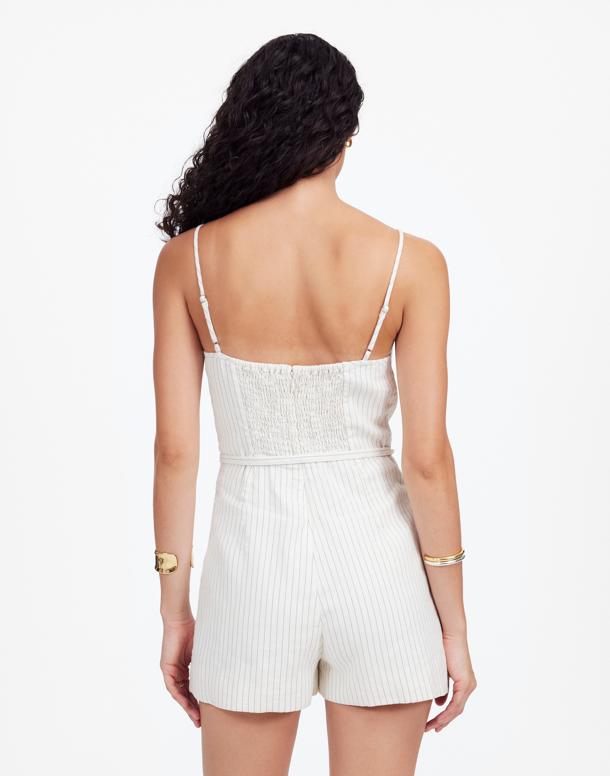Sleeveless Square-Neck Pleated Romper