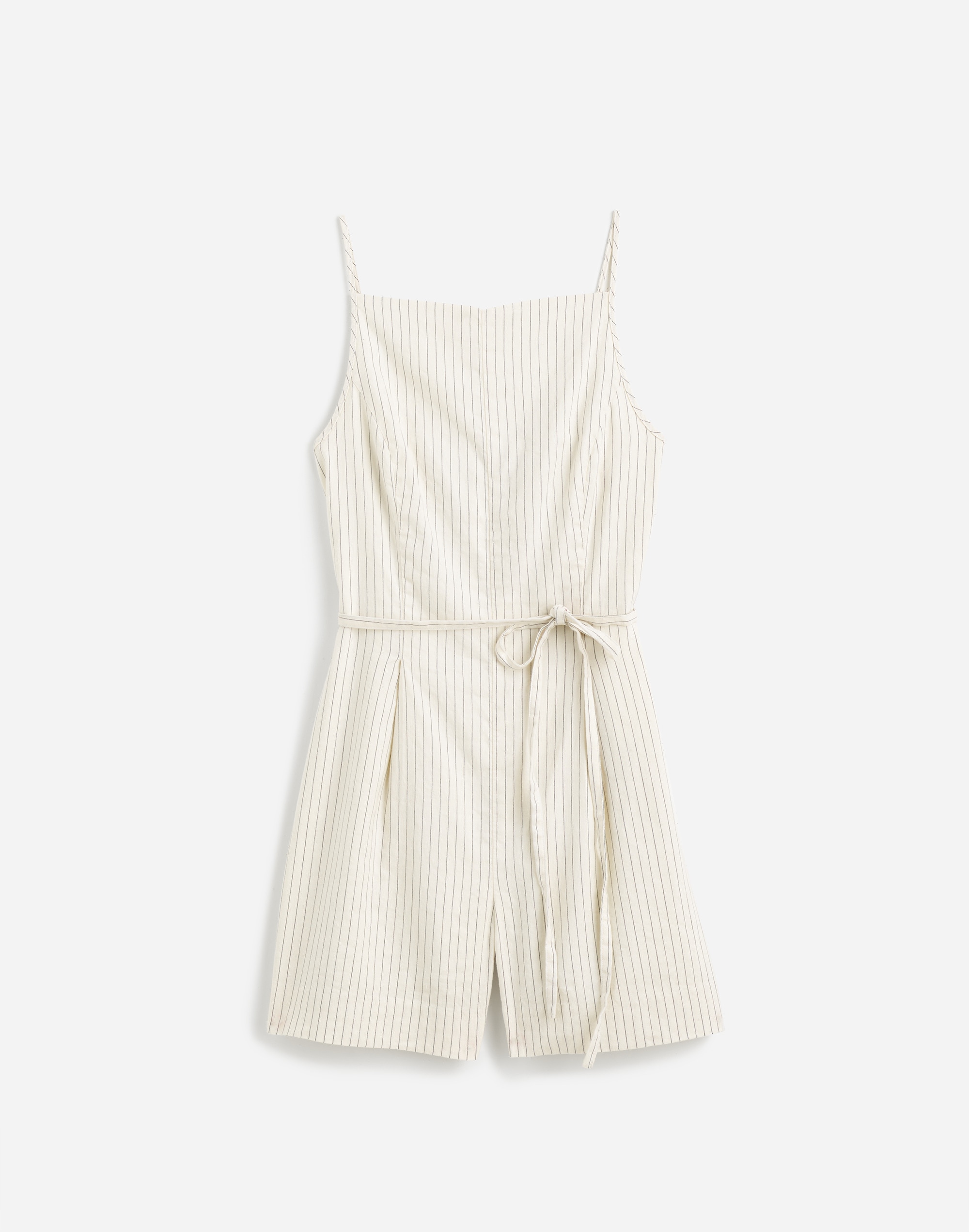 Sleeveless Square-Neck Pleated Romper