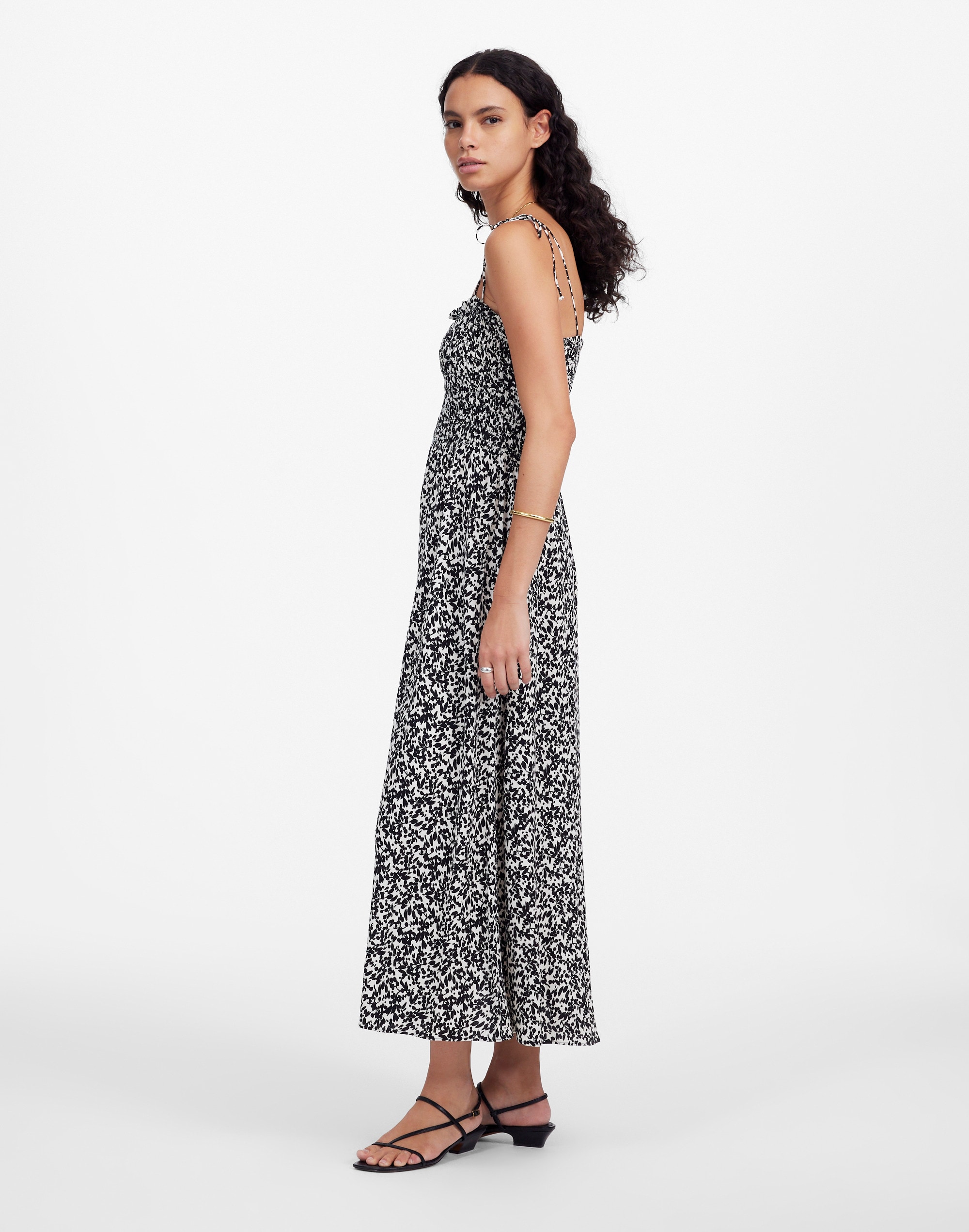 Tie Shoulder Midi Dress in Floral