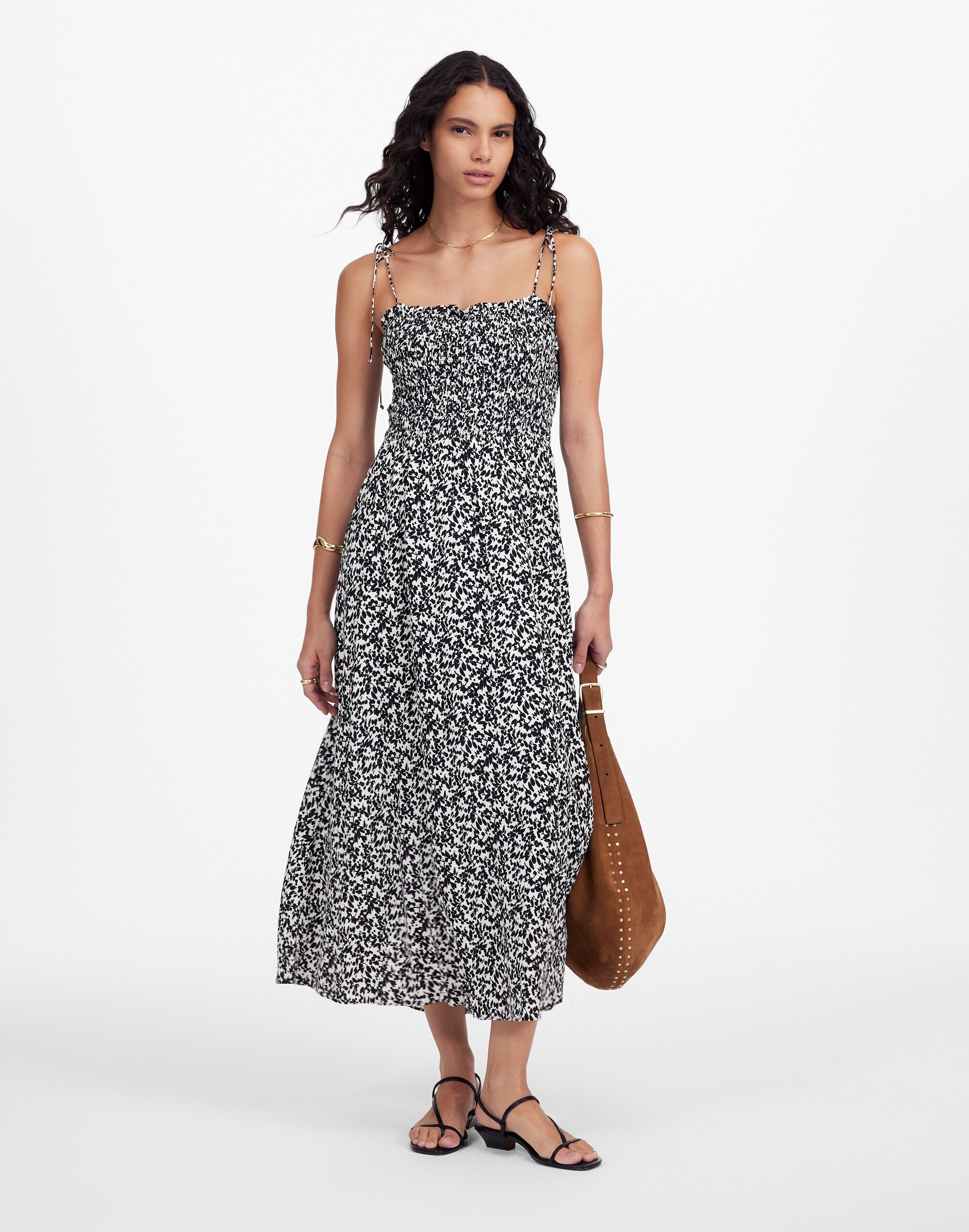 Tie Shoulder Midi Dress in Floral