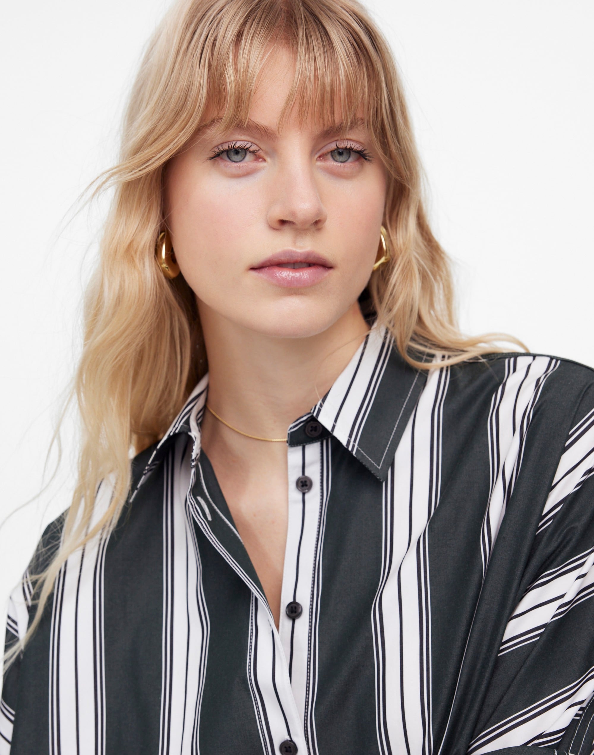 Dolman Midi Shirtdress in Stripe Poplin