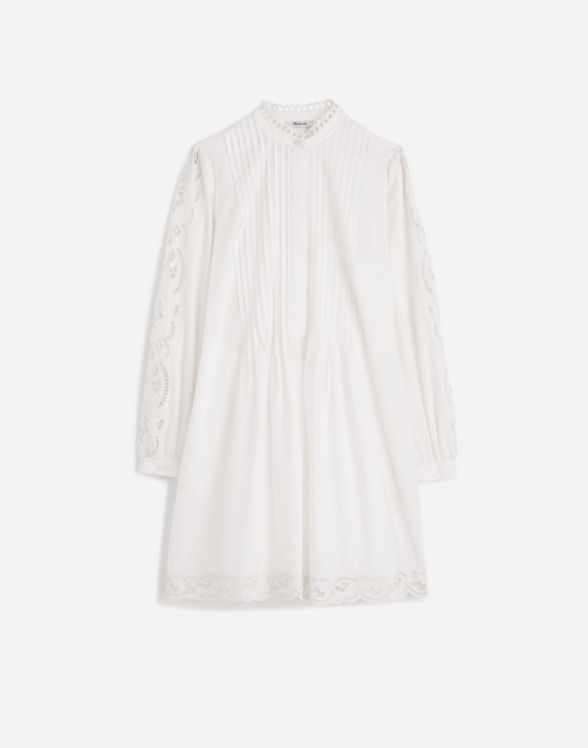 Pintucked Eyelet Mini Dress