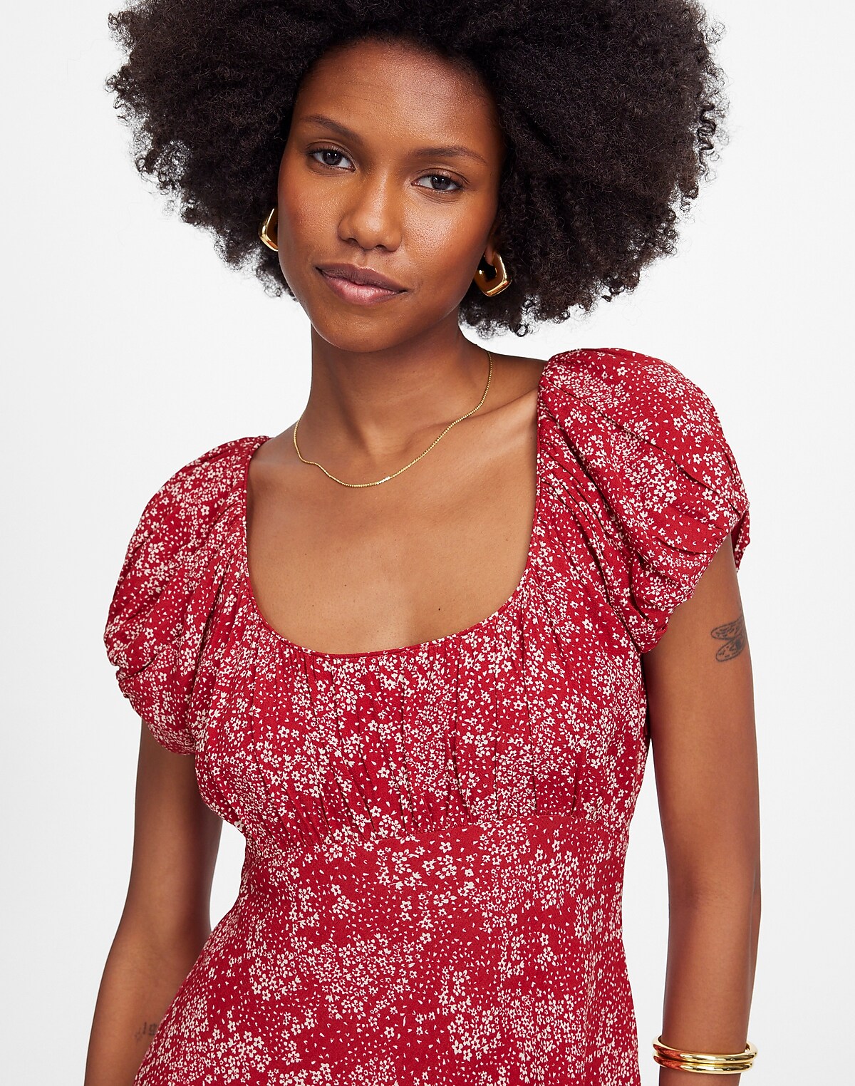Ruched Scoopneck Mini Dress in Floral