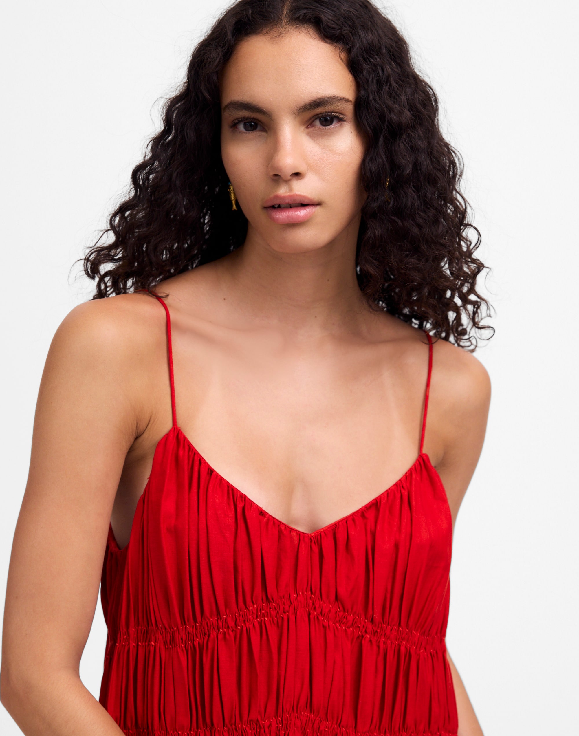 Textured V-Neck Midi Dress