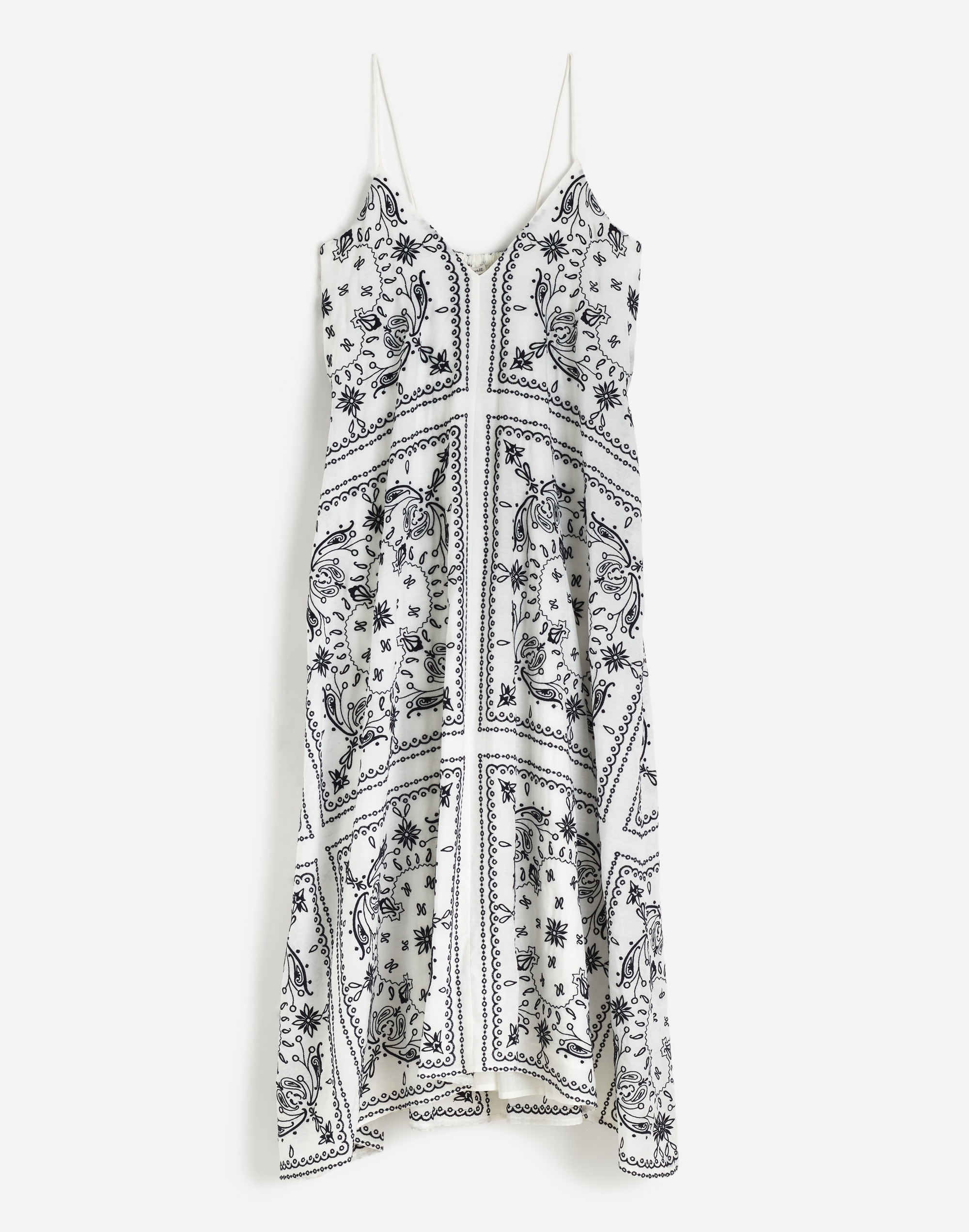 Embroidered Deep V-Neck Midi Dress in Bandana