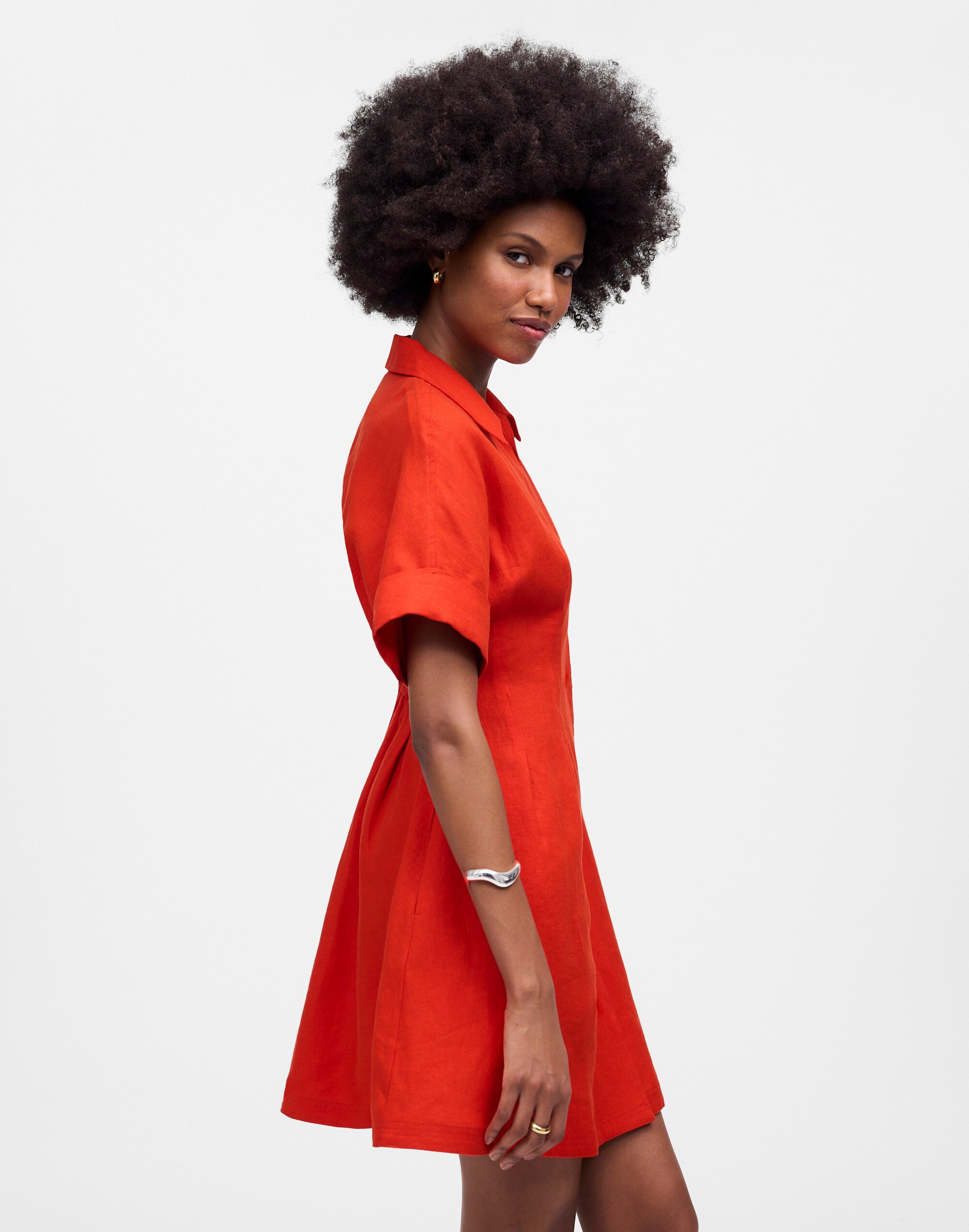 Pleated Mini Shirtdress in 100% Linen | Madewell