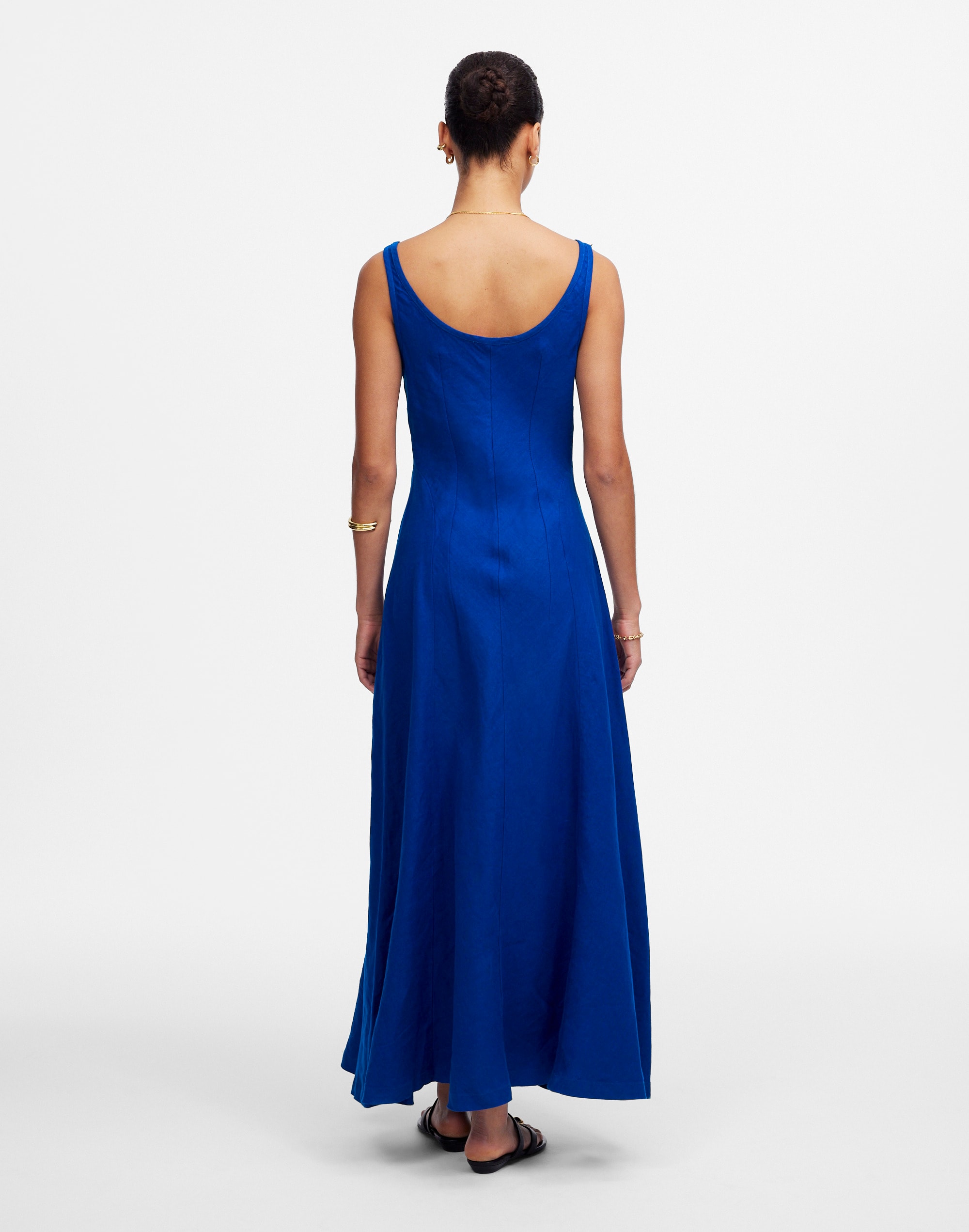 Scoopneck Sleeveless Midi Dress in 100% Linen