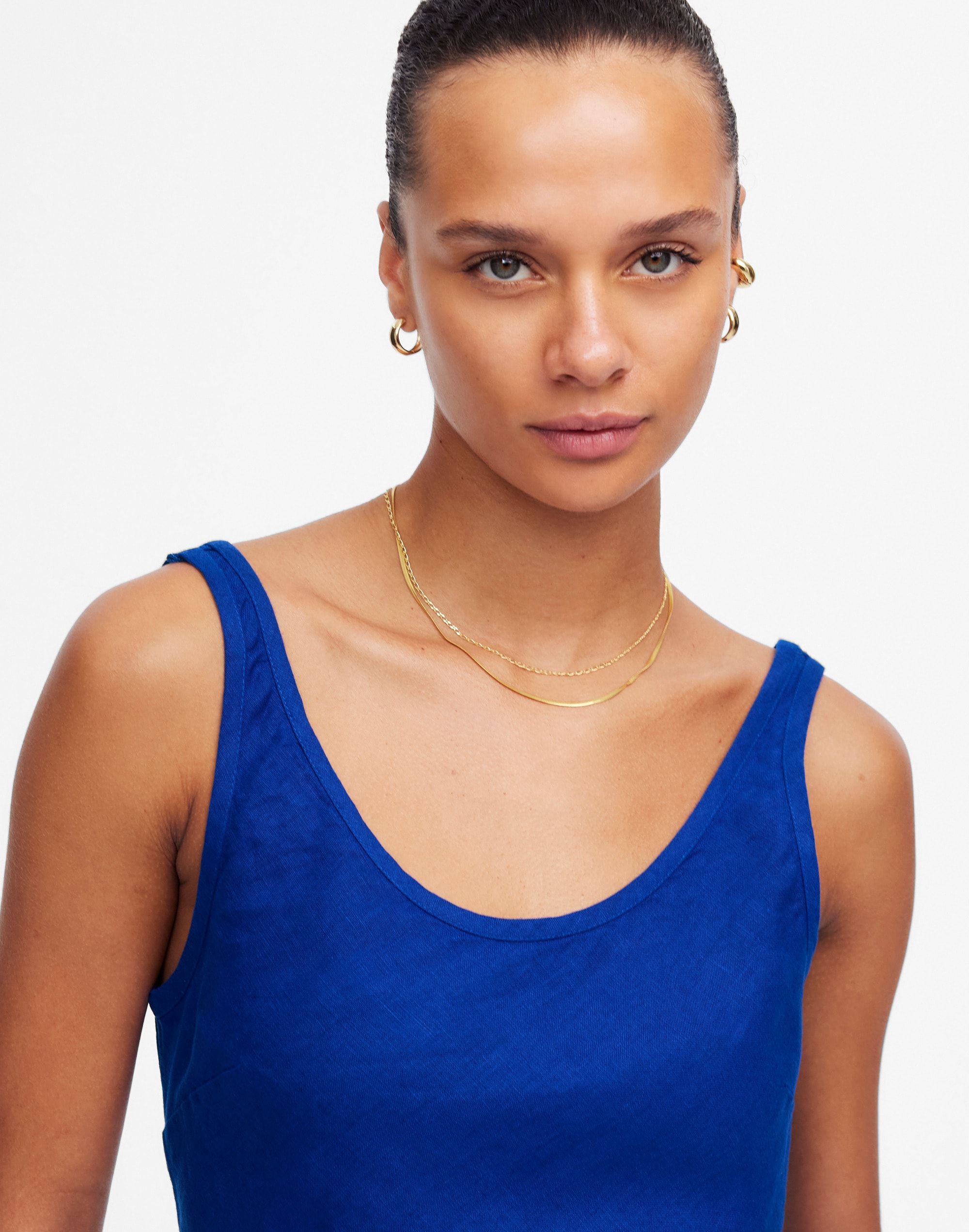 Scoopneck Sleeveless Midi Dress in 100% Linen