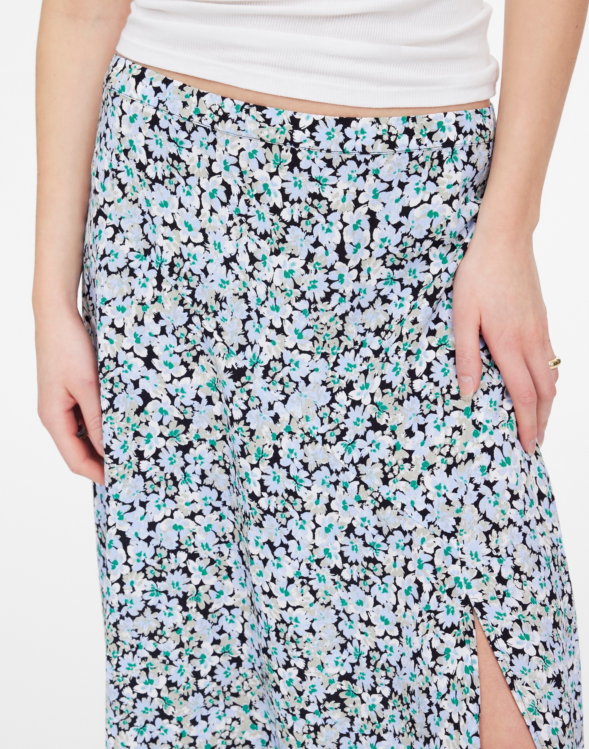 Midi Slip Skirt in Floral