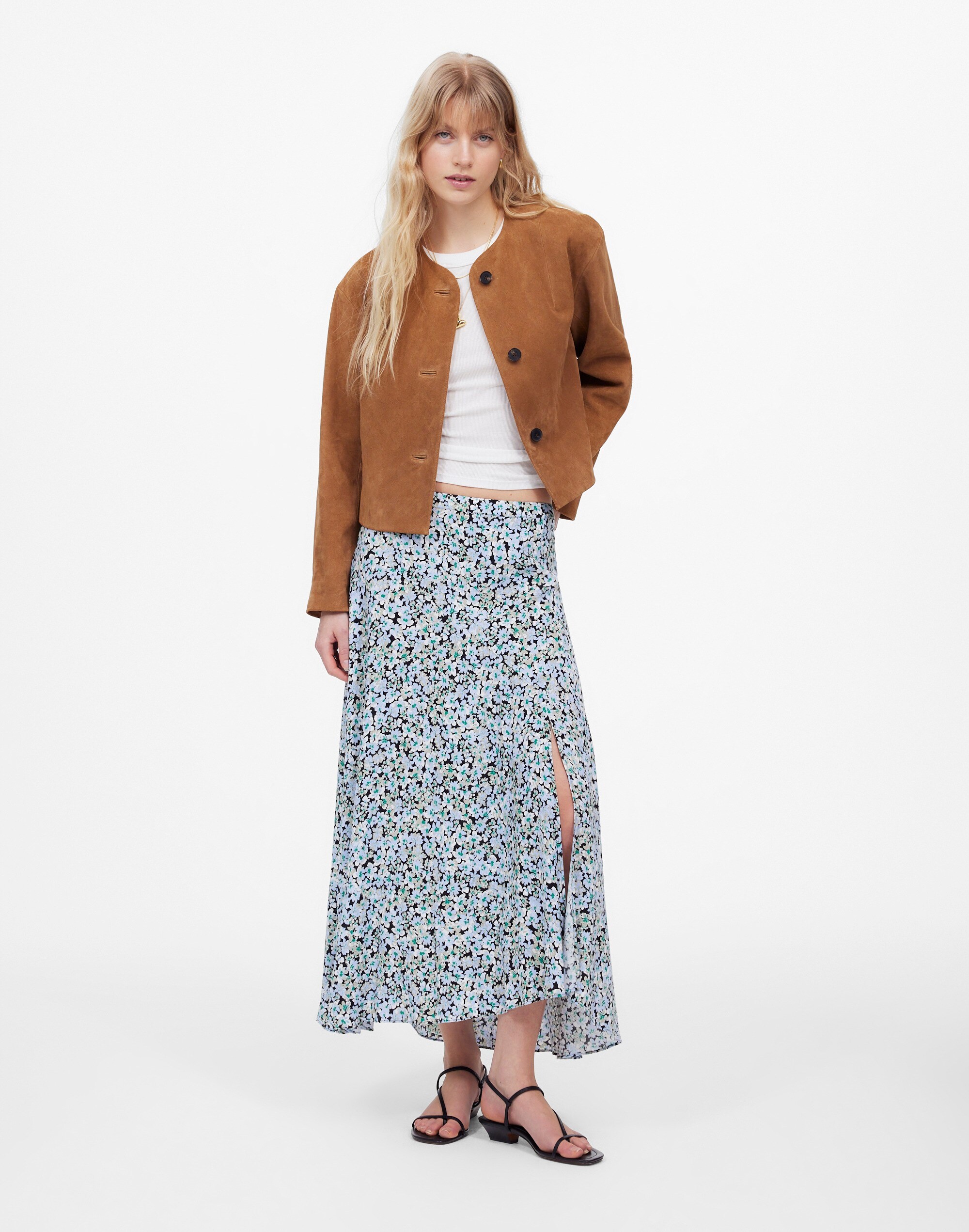 Midi Slip Skirt in Floral