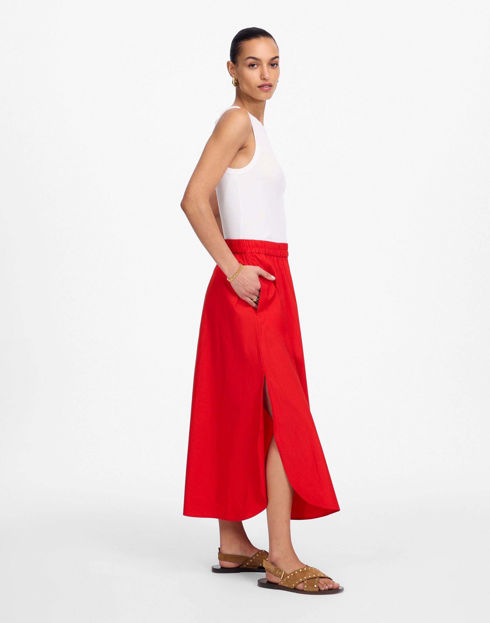 Poplin Midi Skirt