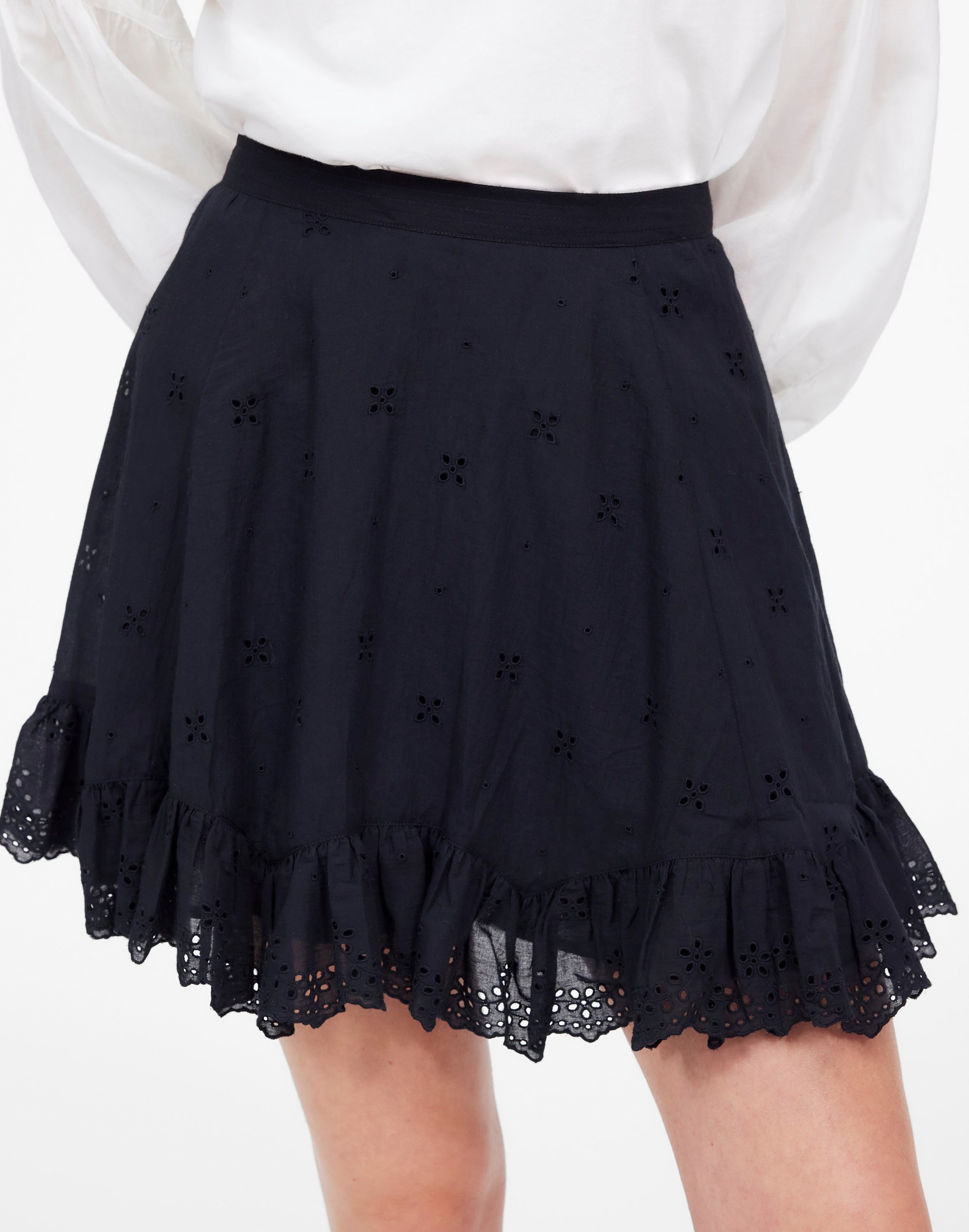 Eyelet Mini Skirt in Cotton Voile
