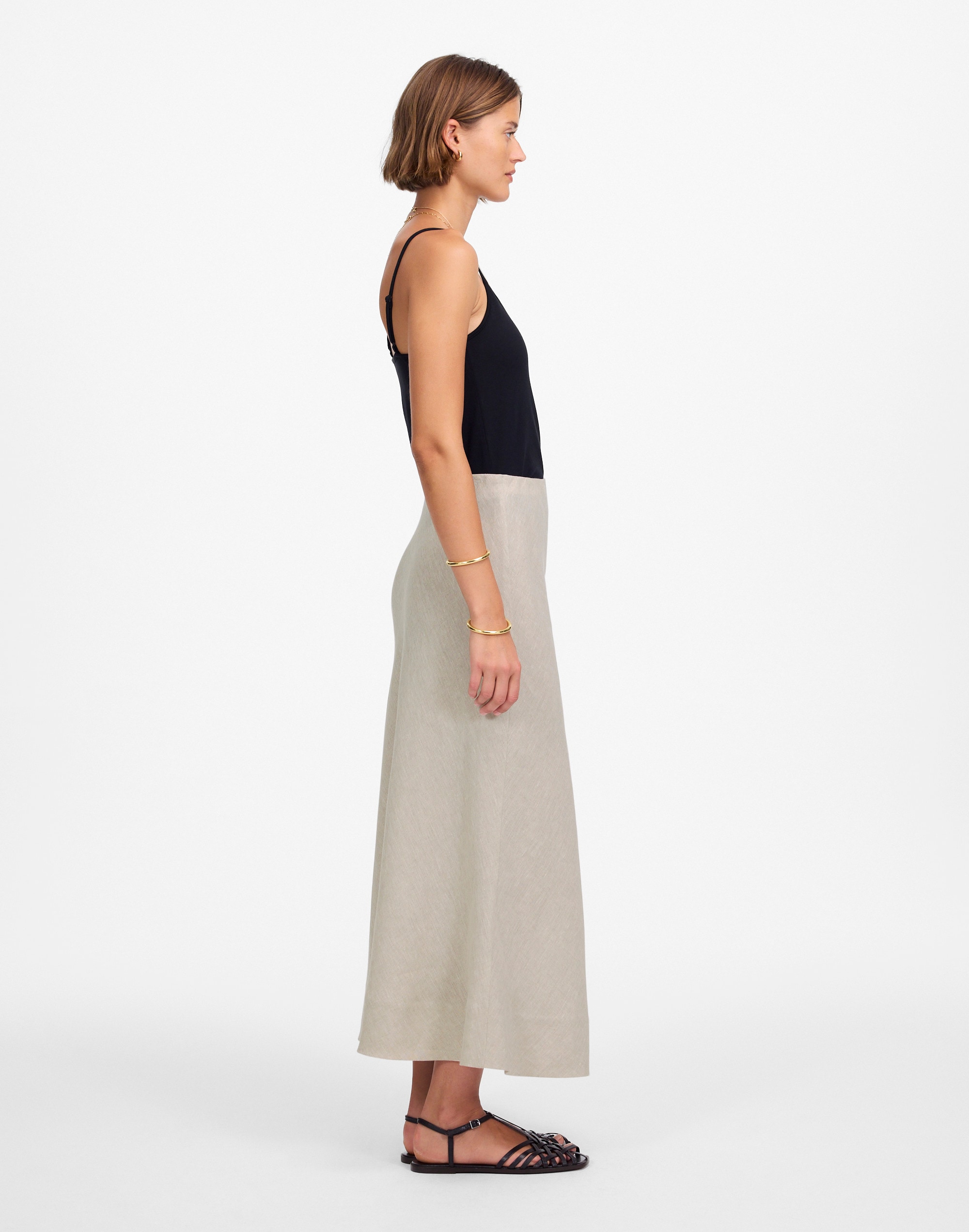 Linen Maxi Slip Skirt