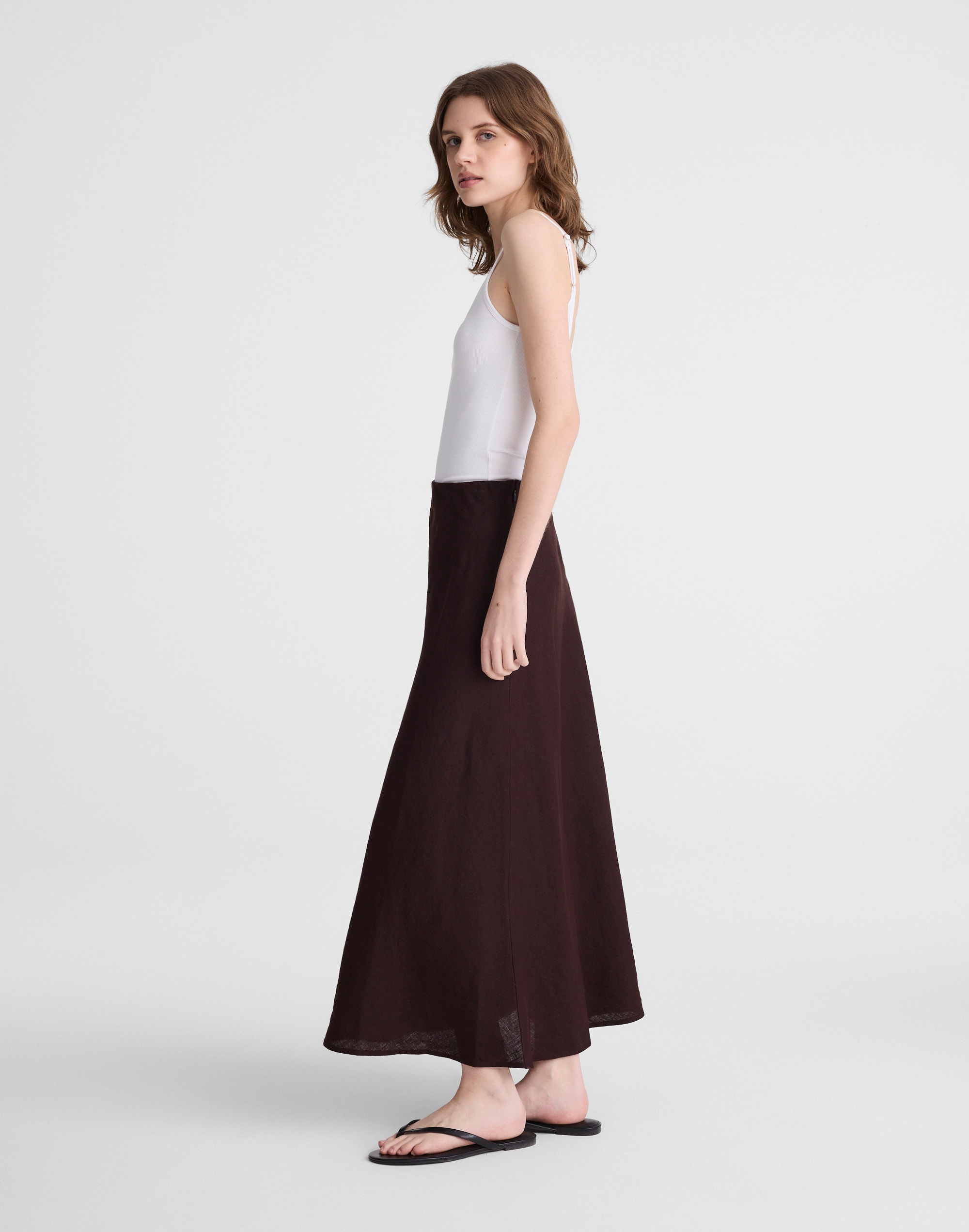 Linen Maxi Slip Skirt