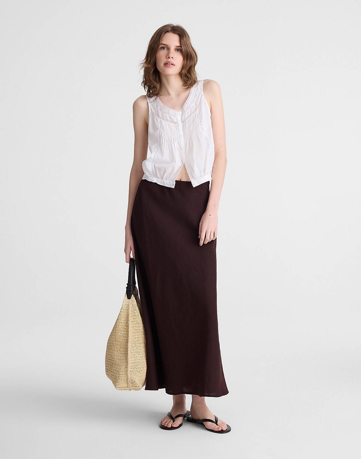 Maxi Slip Skirt in Linen