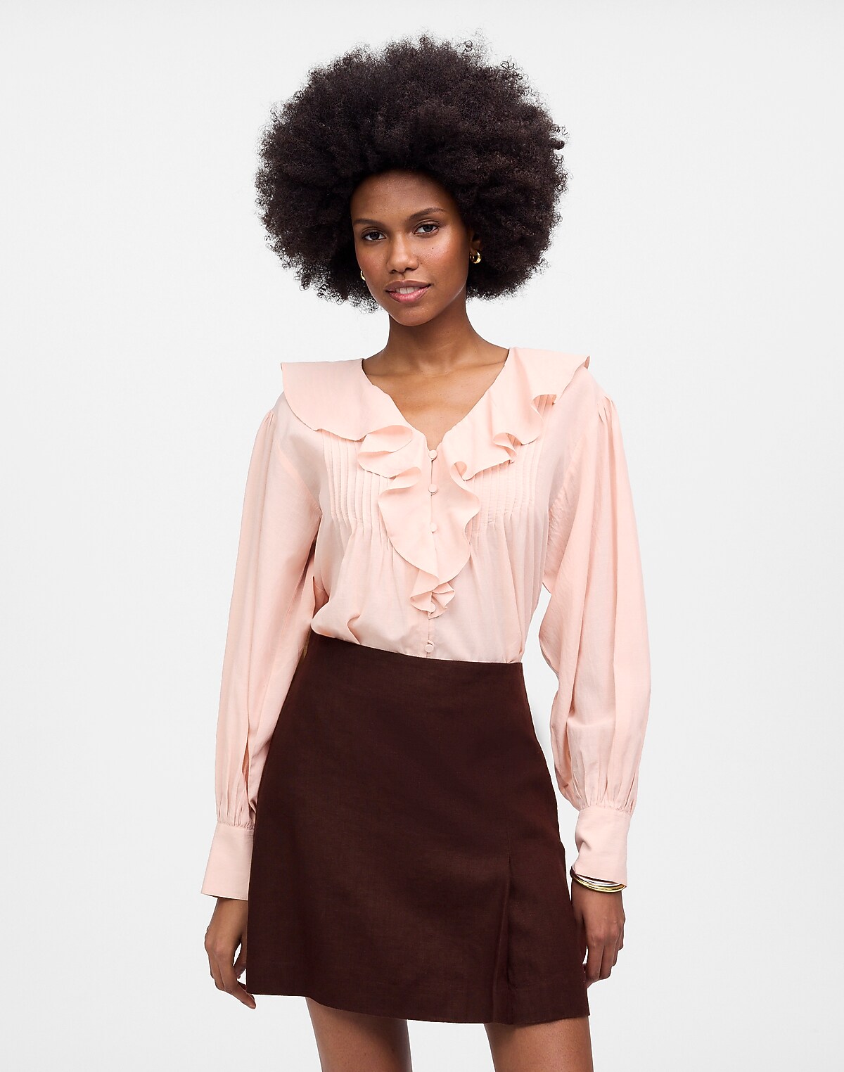 Pleated Linen Mini Skirt