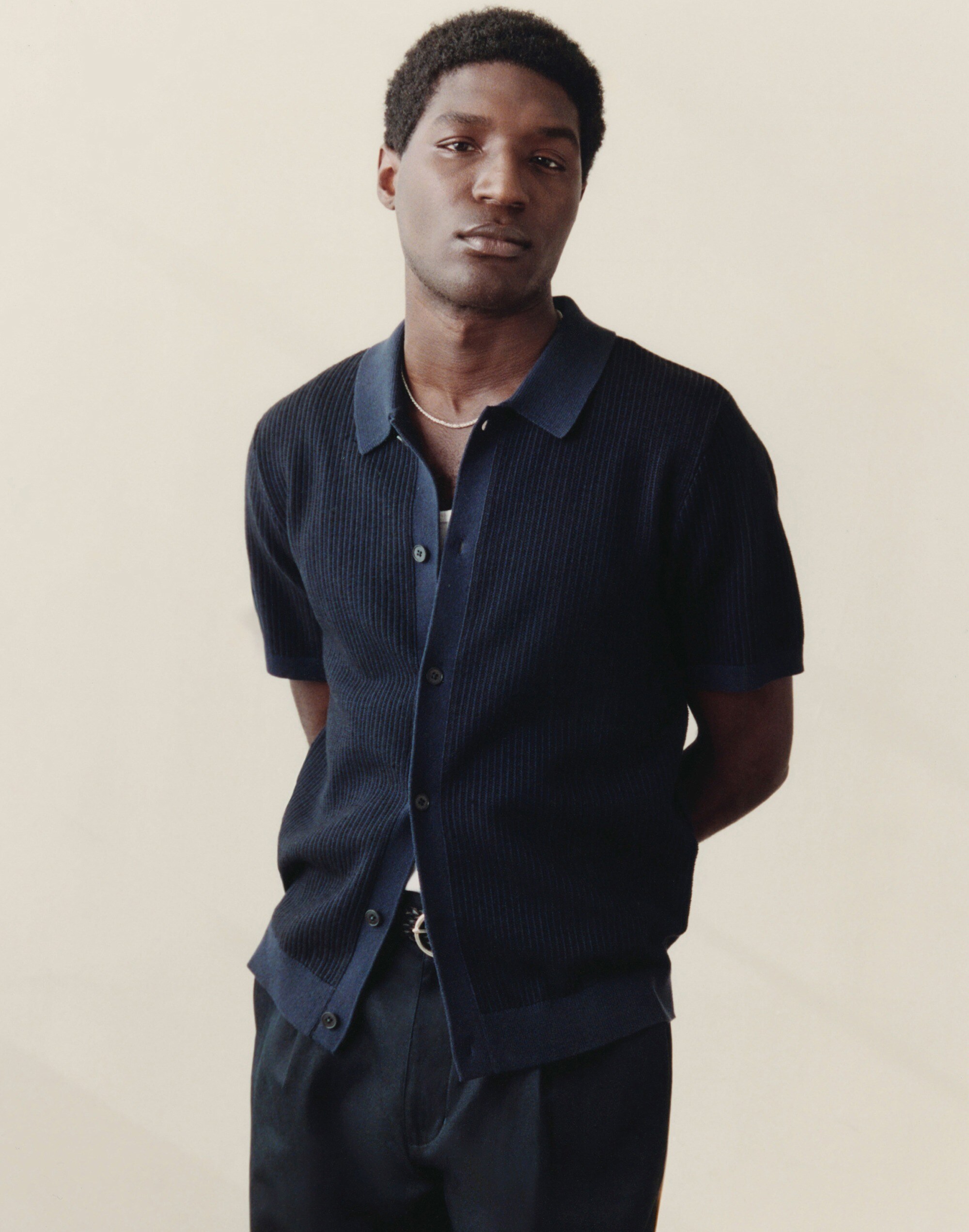 Textured Tuck Stitch Knit Polo