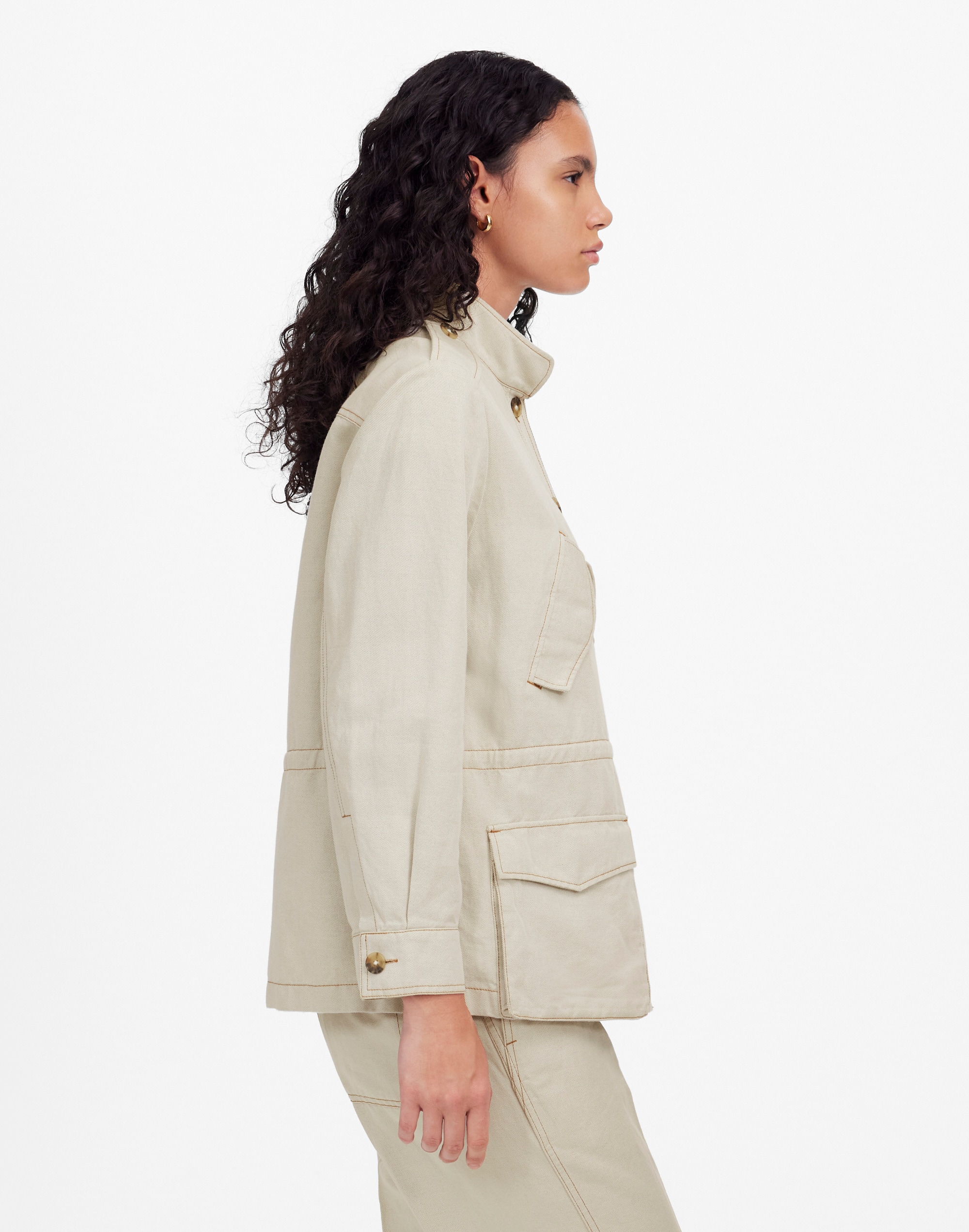 Cinched Utility Jacket in Italian Linen Twill Alternate Image 3