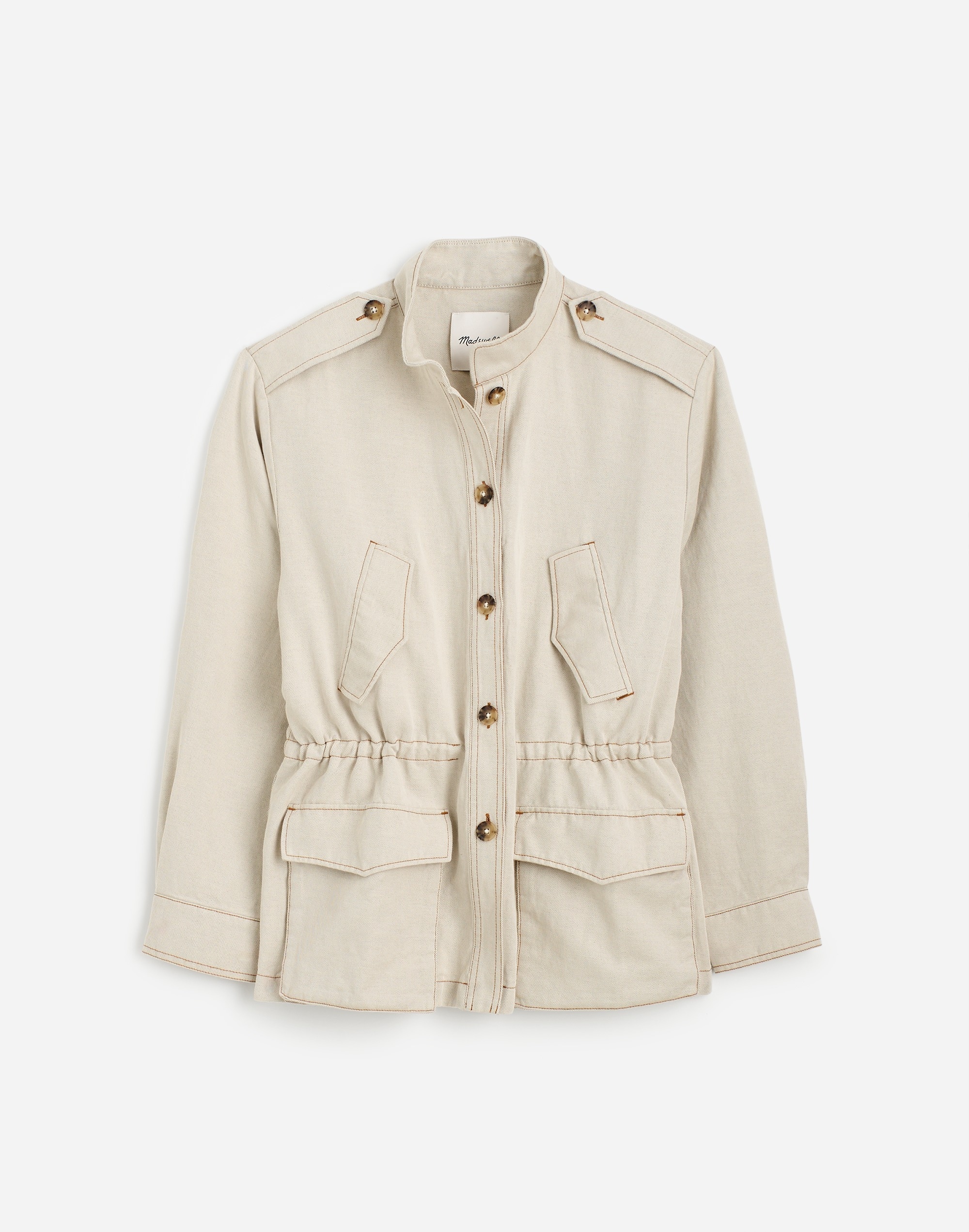 Cinched Utility Jacket in Italian Linen Twill