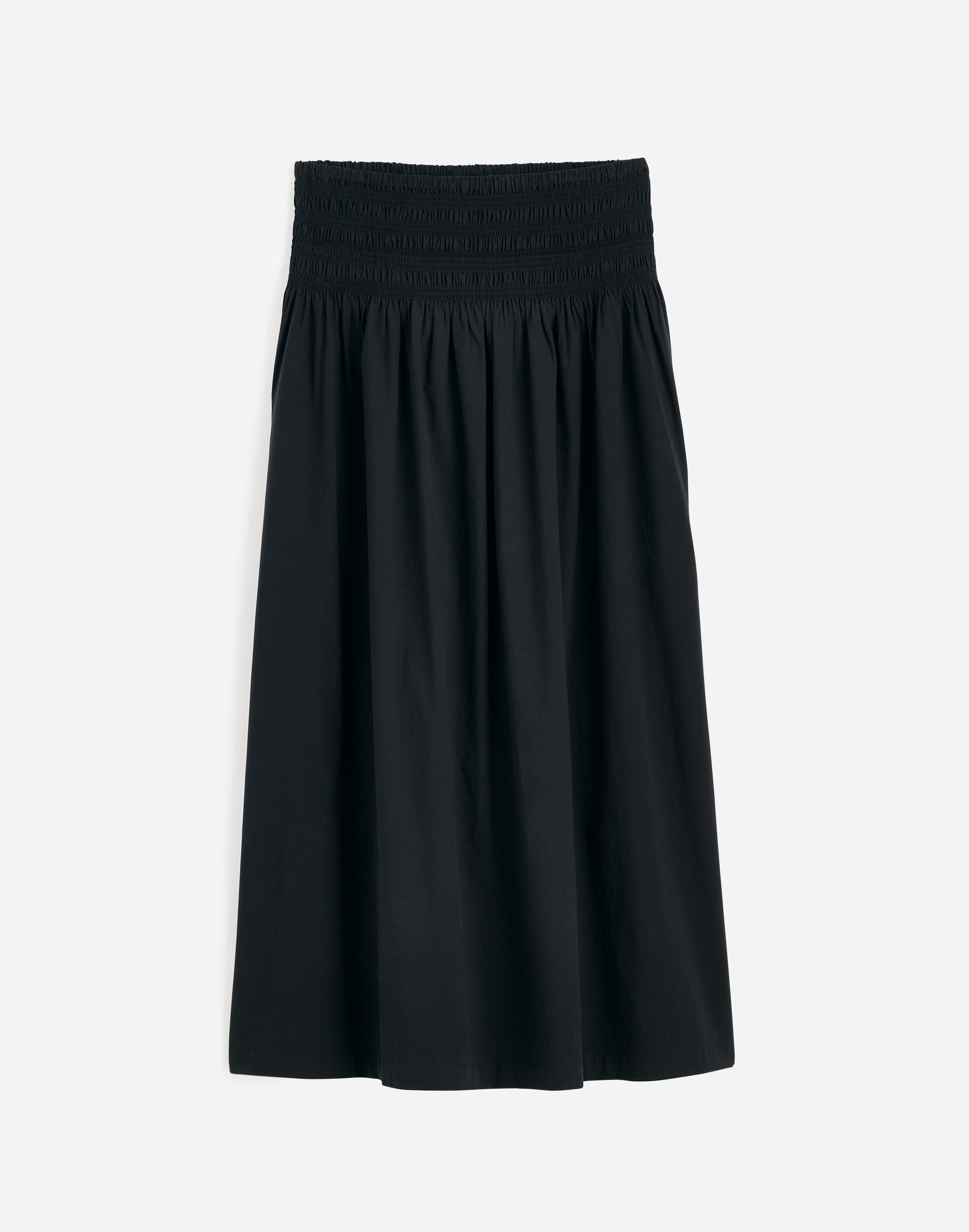 Smocked-Waist Poplin Midi Skirt