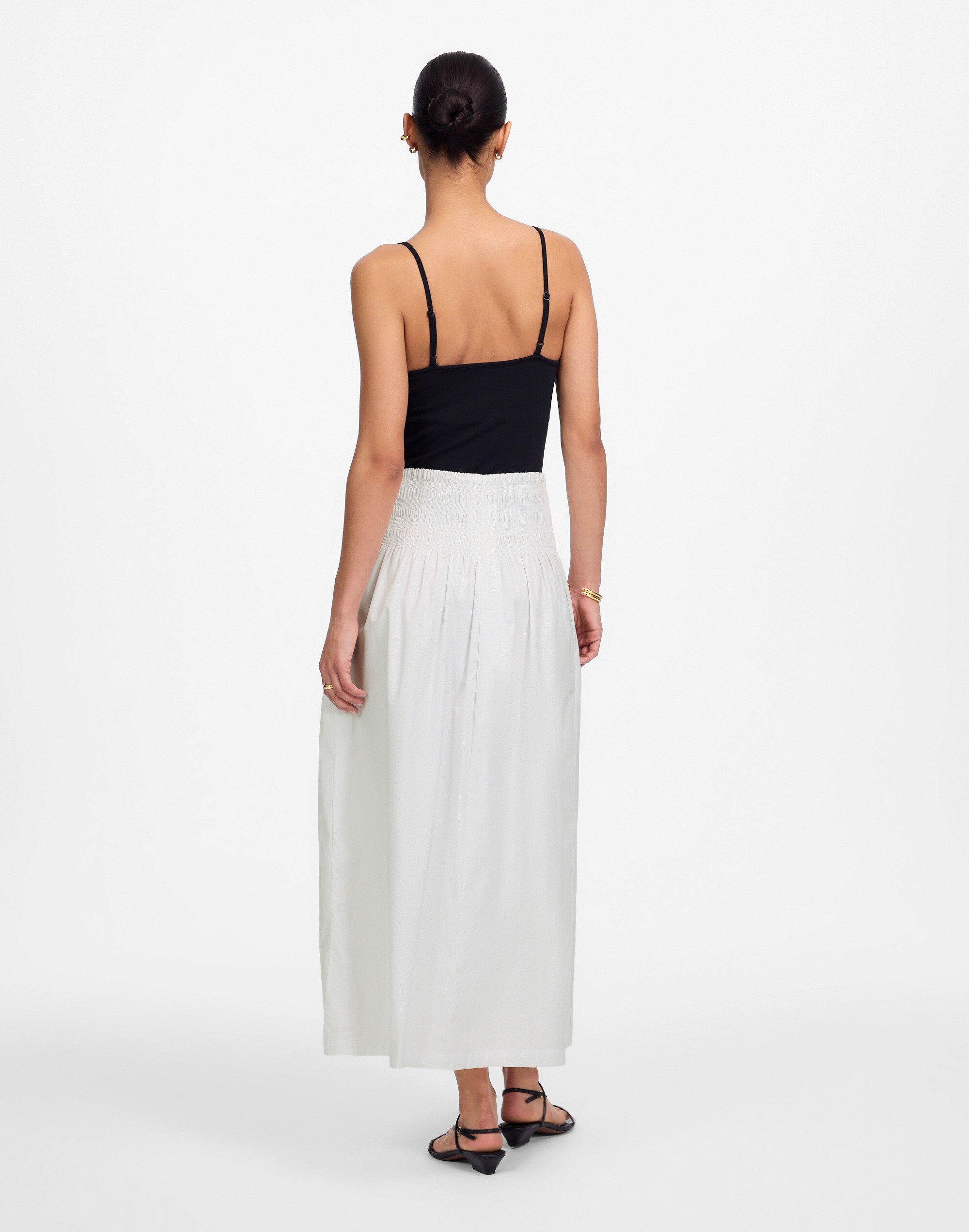 Smocked-Waist Poplin Midi Skirt Alternate Image 4