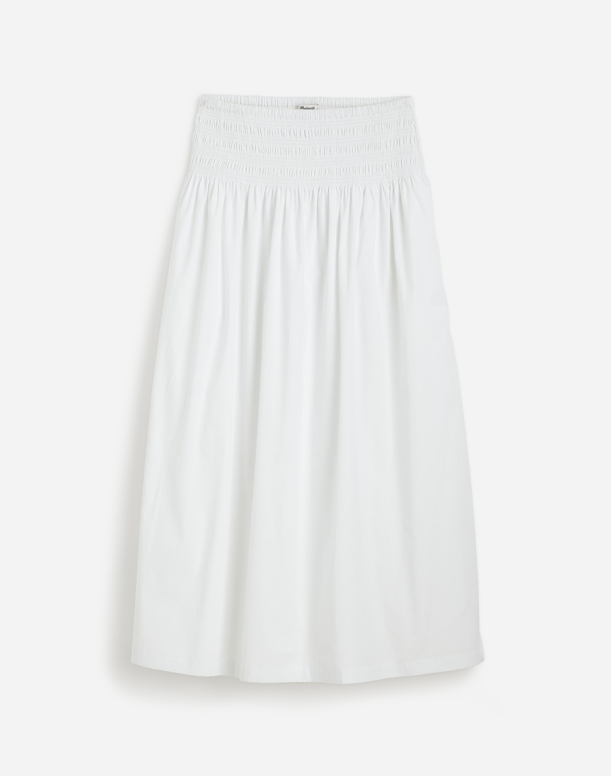 Smocked-Waist Poplin Midi Skirt