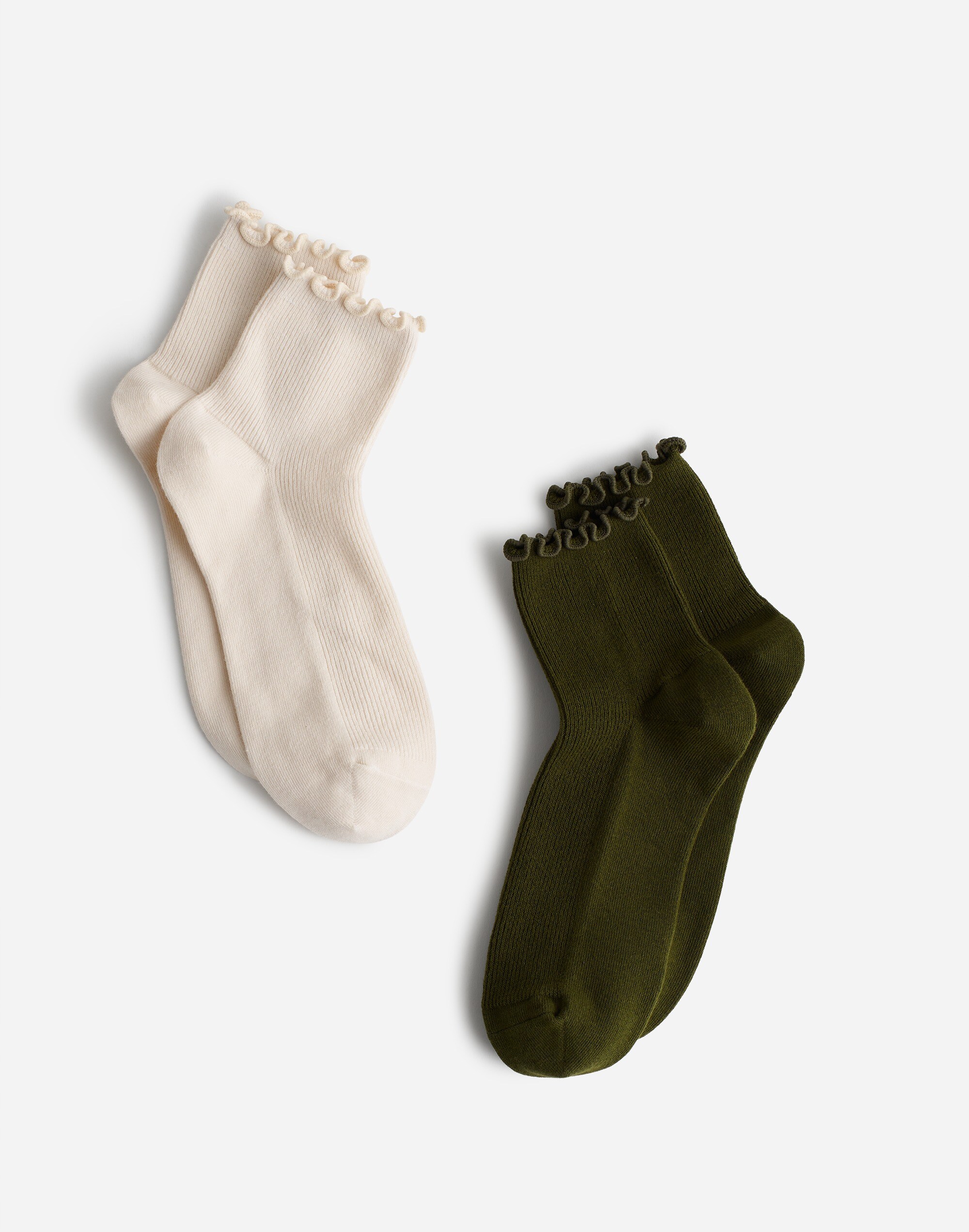 Madewell Two-pack Ruffled Ankle Socks In Vintage Ivory
