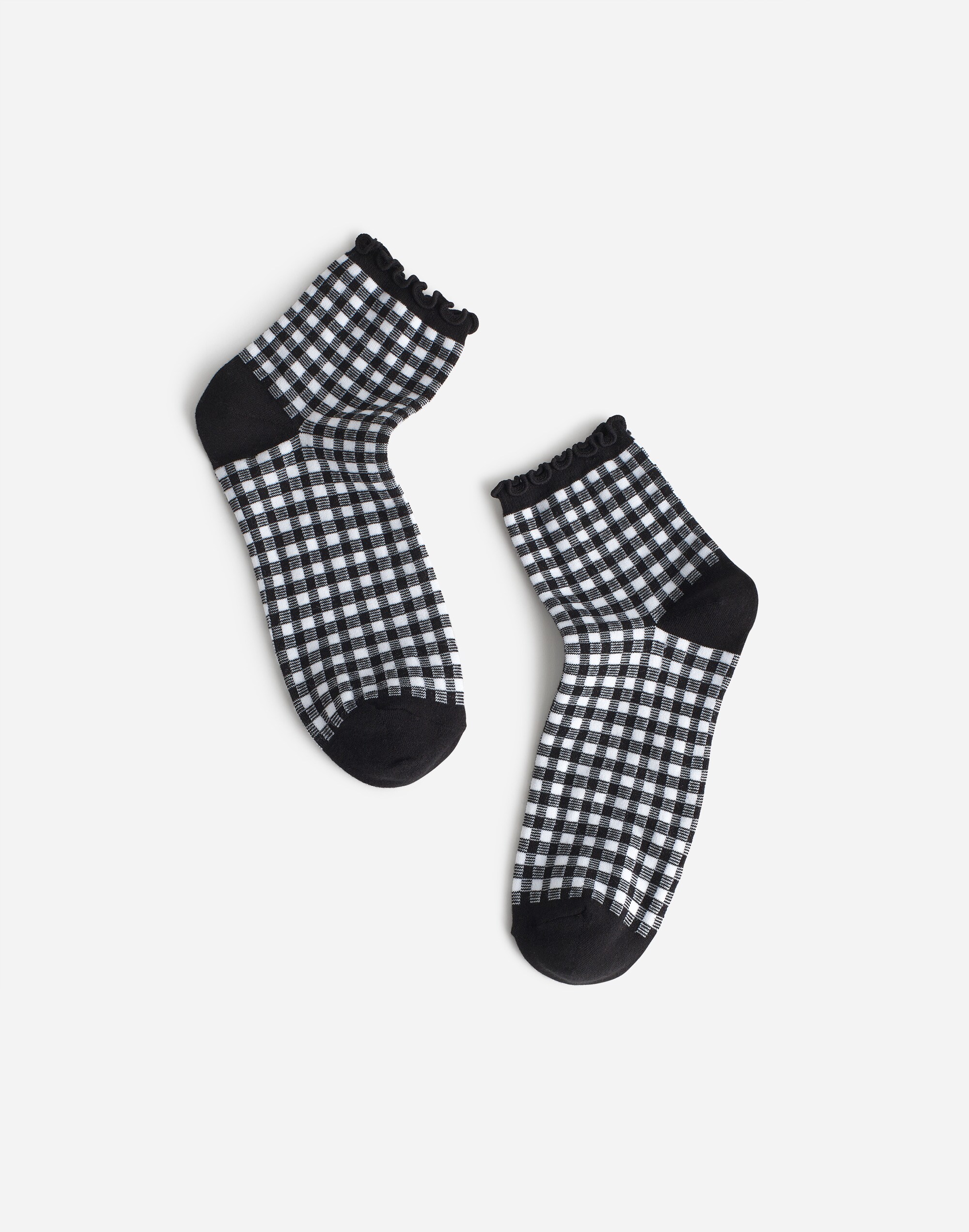 Ruffled Gingham Ankle Socks