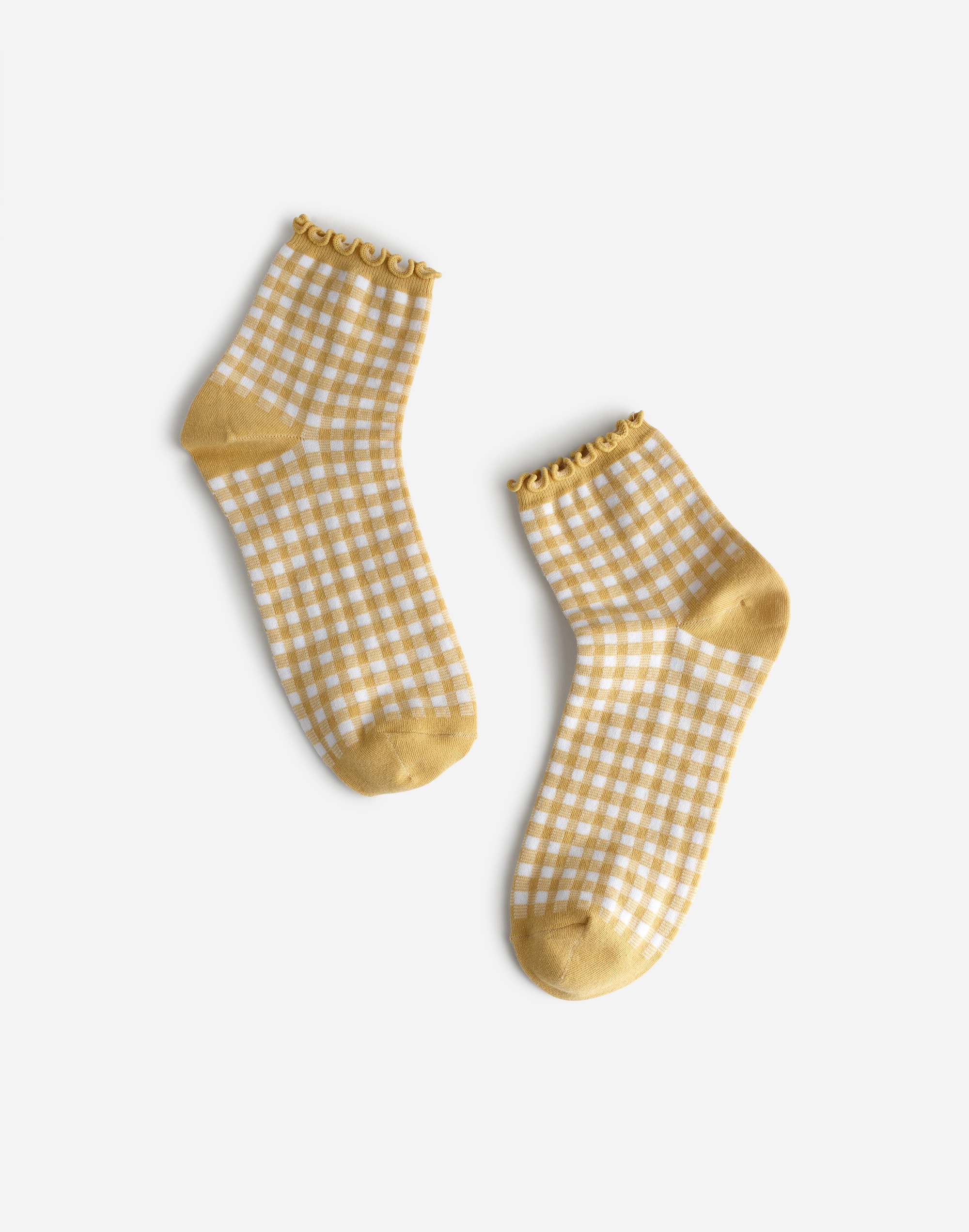 Ruffled Gingham Ankle Socks