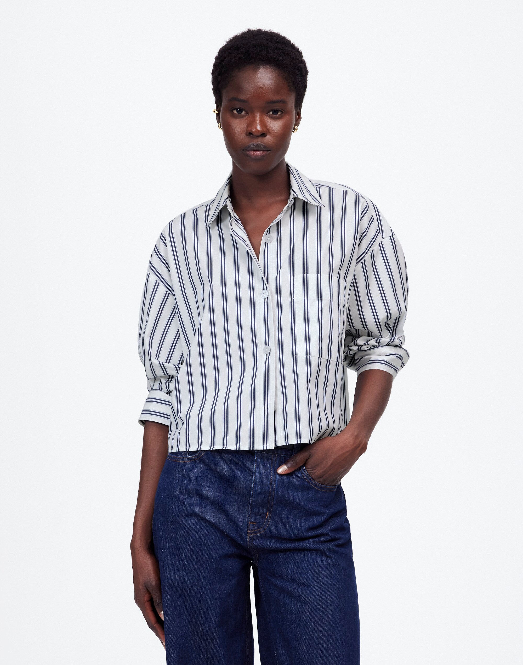 Straight-Hem Shirt in Poplin