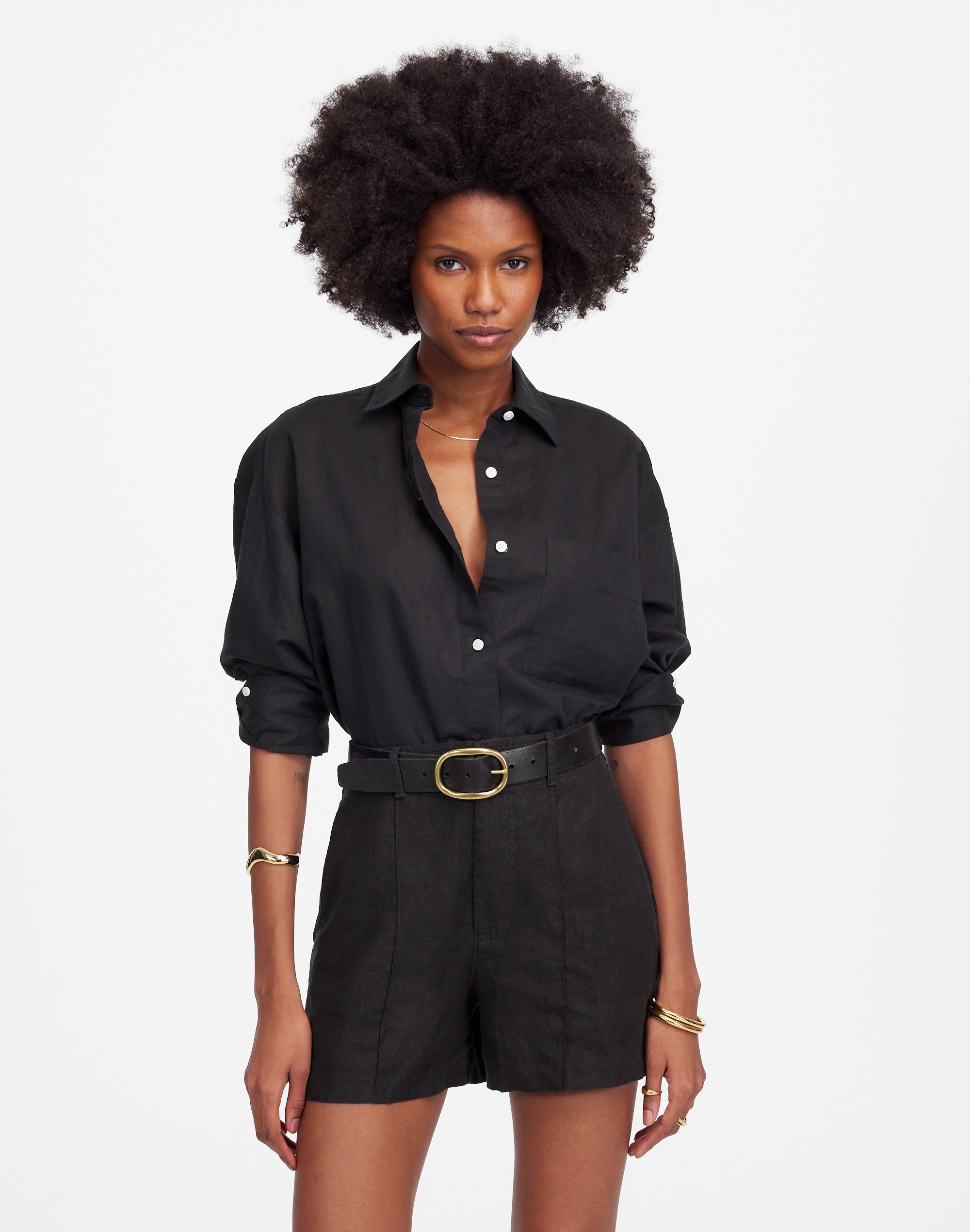 Pintucked Shorts in 100% Linen